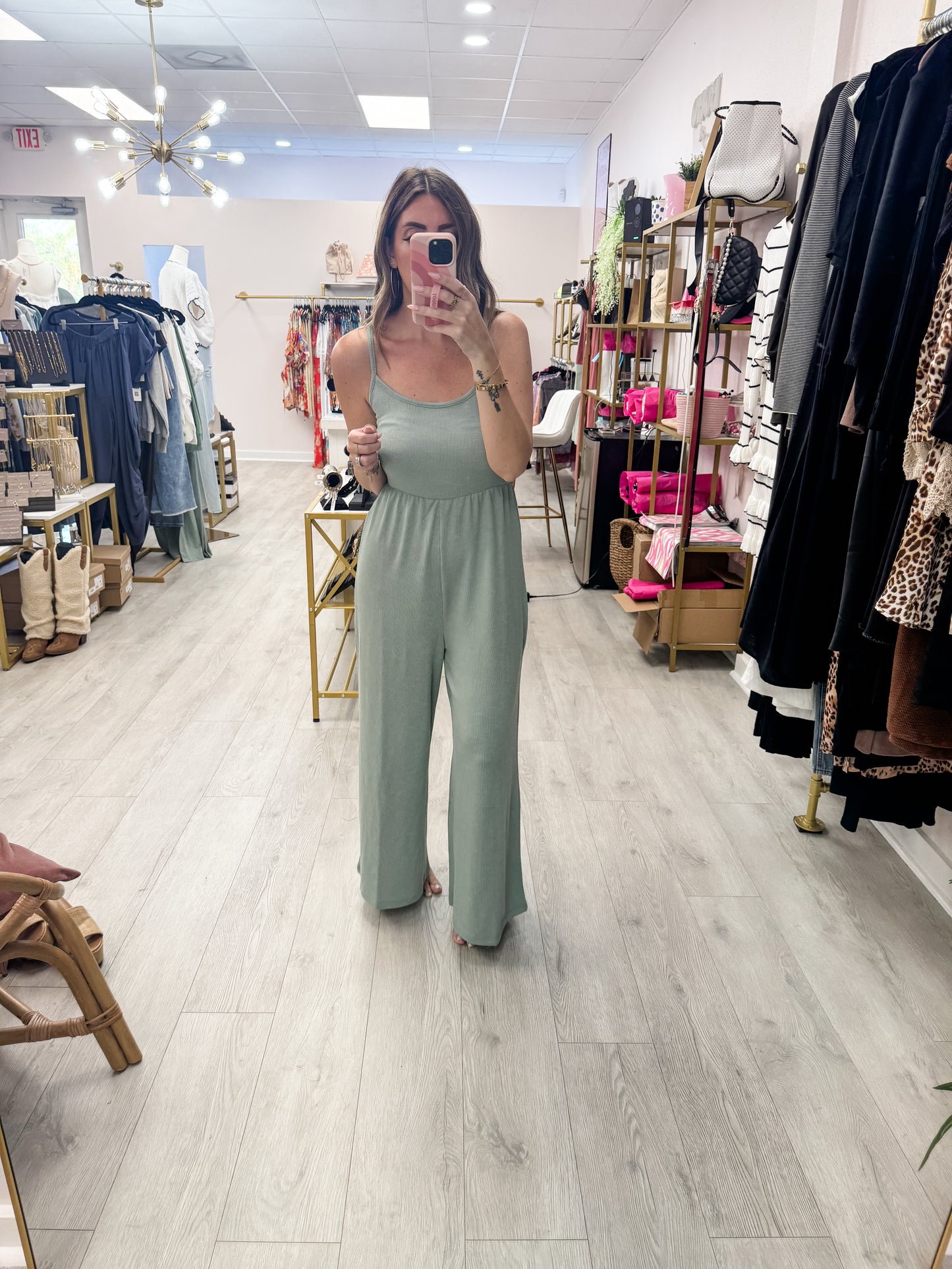 Sage Green Scoop Neck Jumpsuit