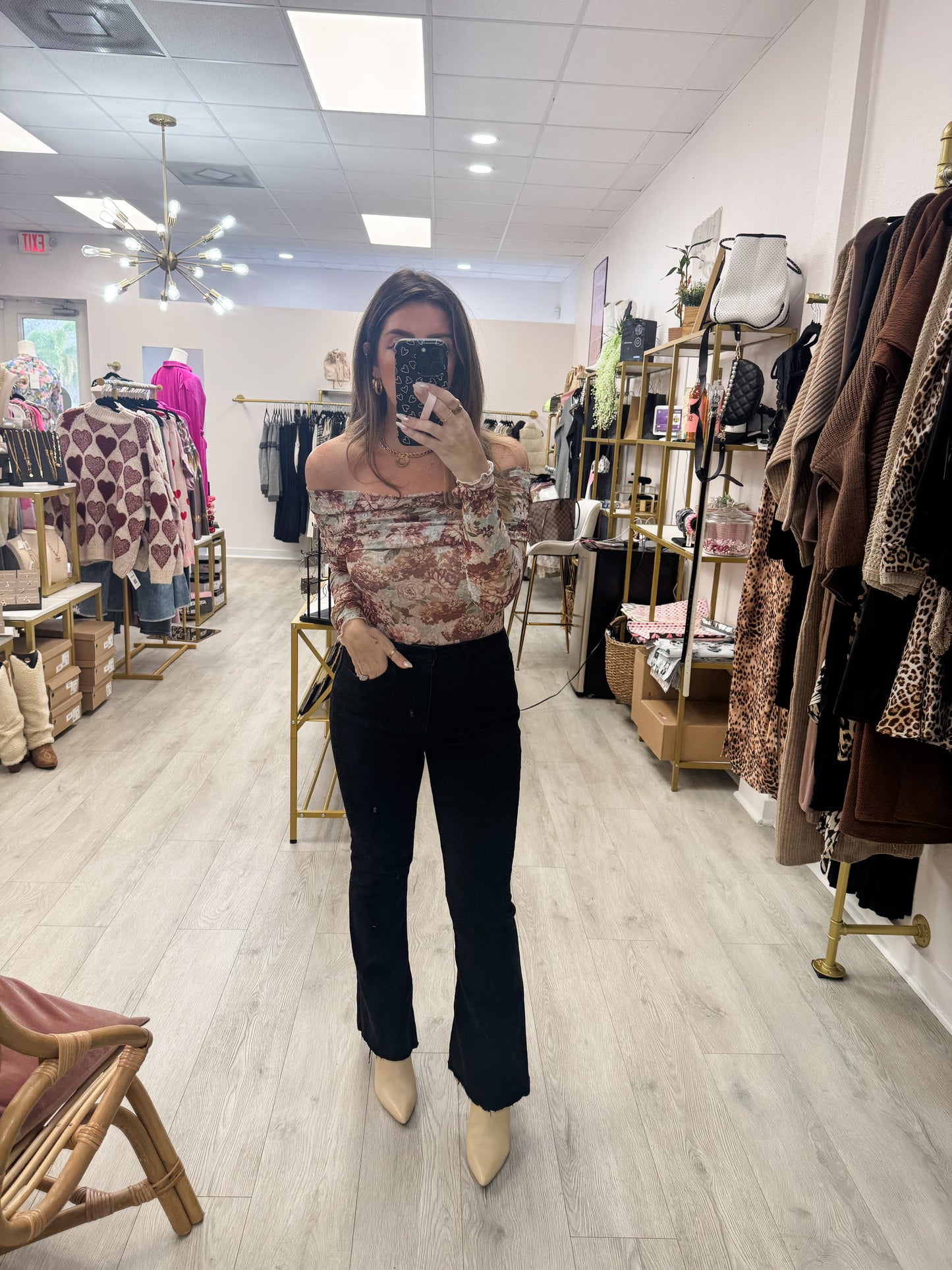 Moody Floral Off Shoulder Bodysuit