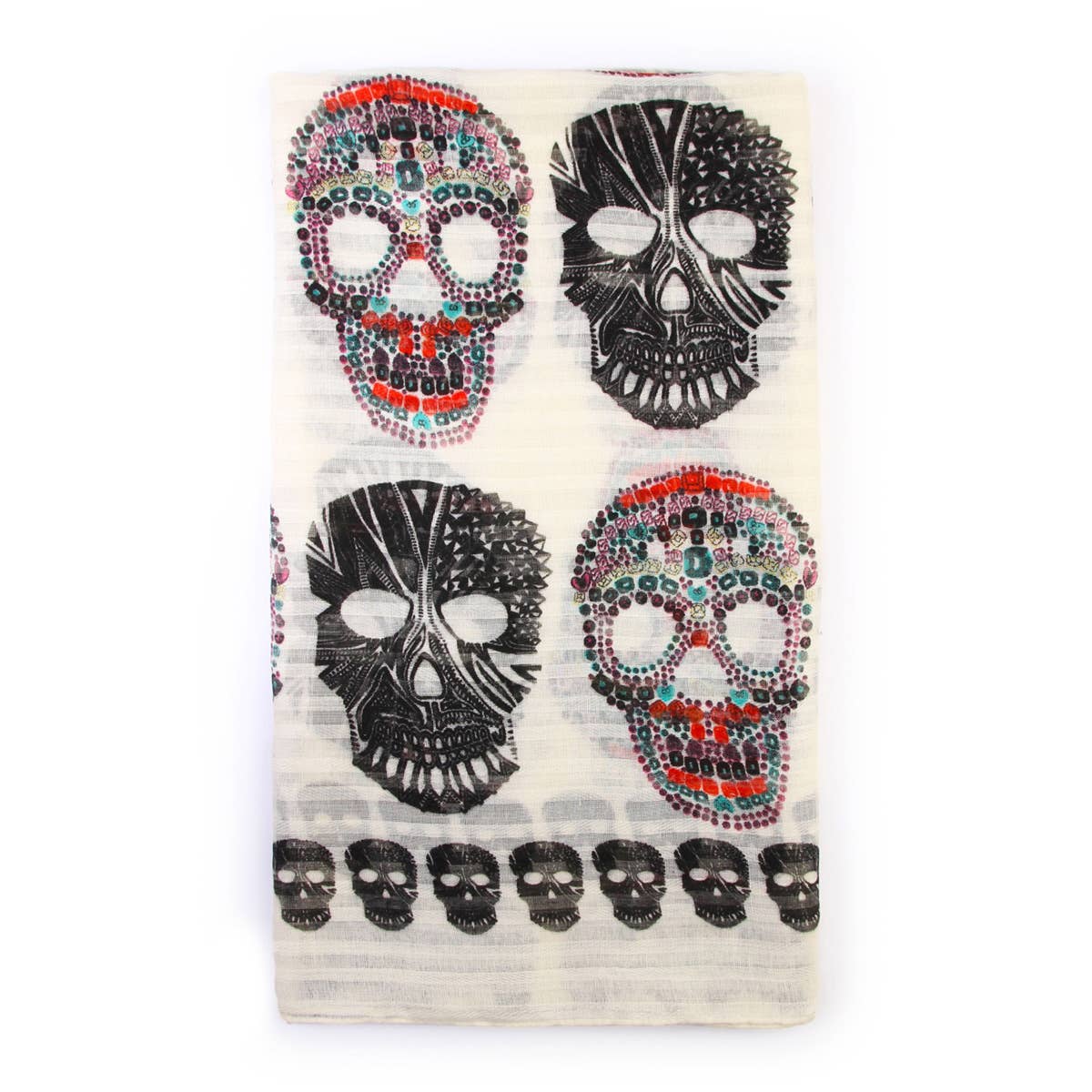 White Sugar Skull Scarf