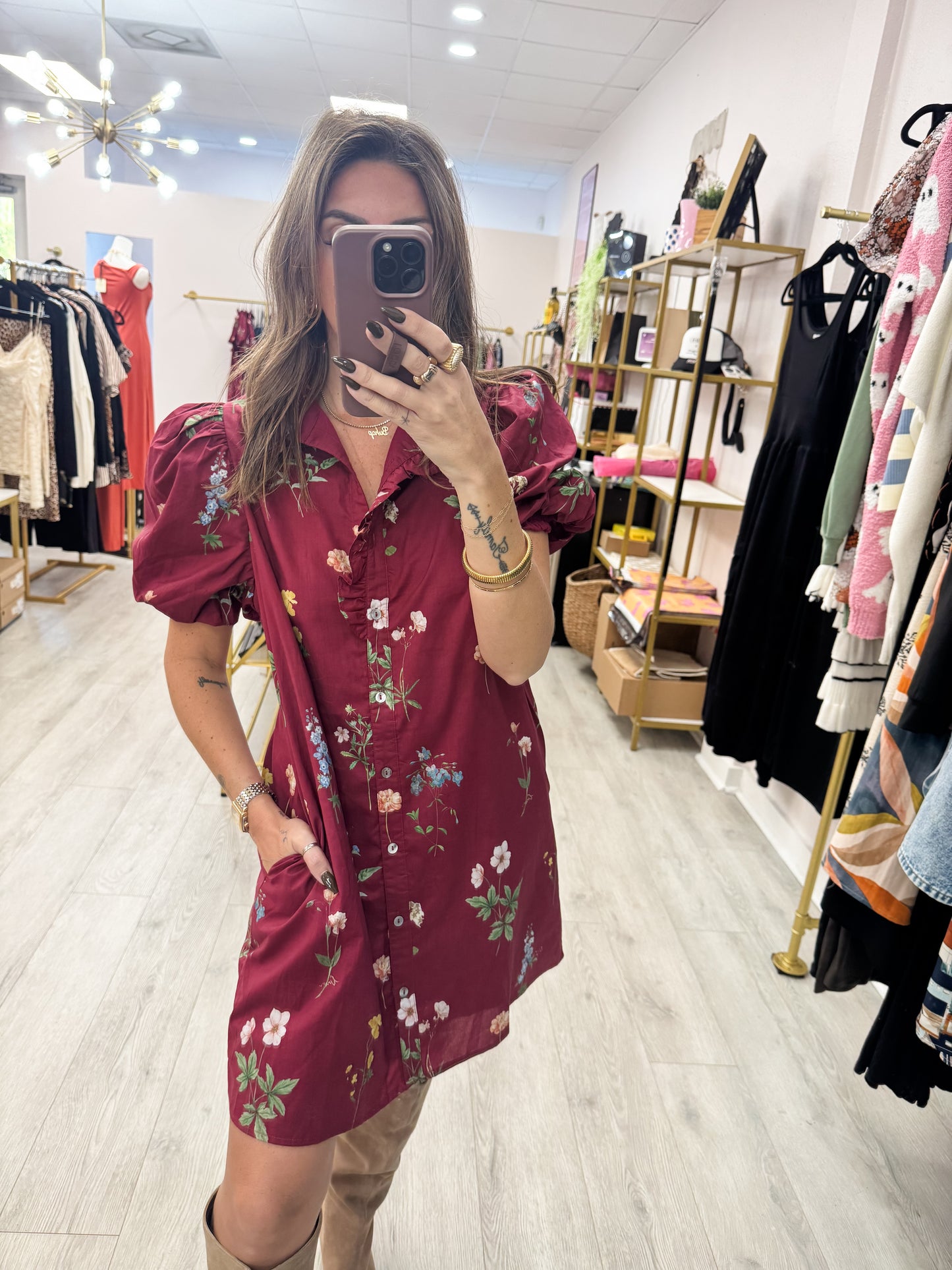 Burgundy Floral Dress