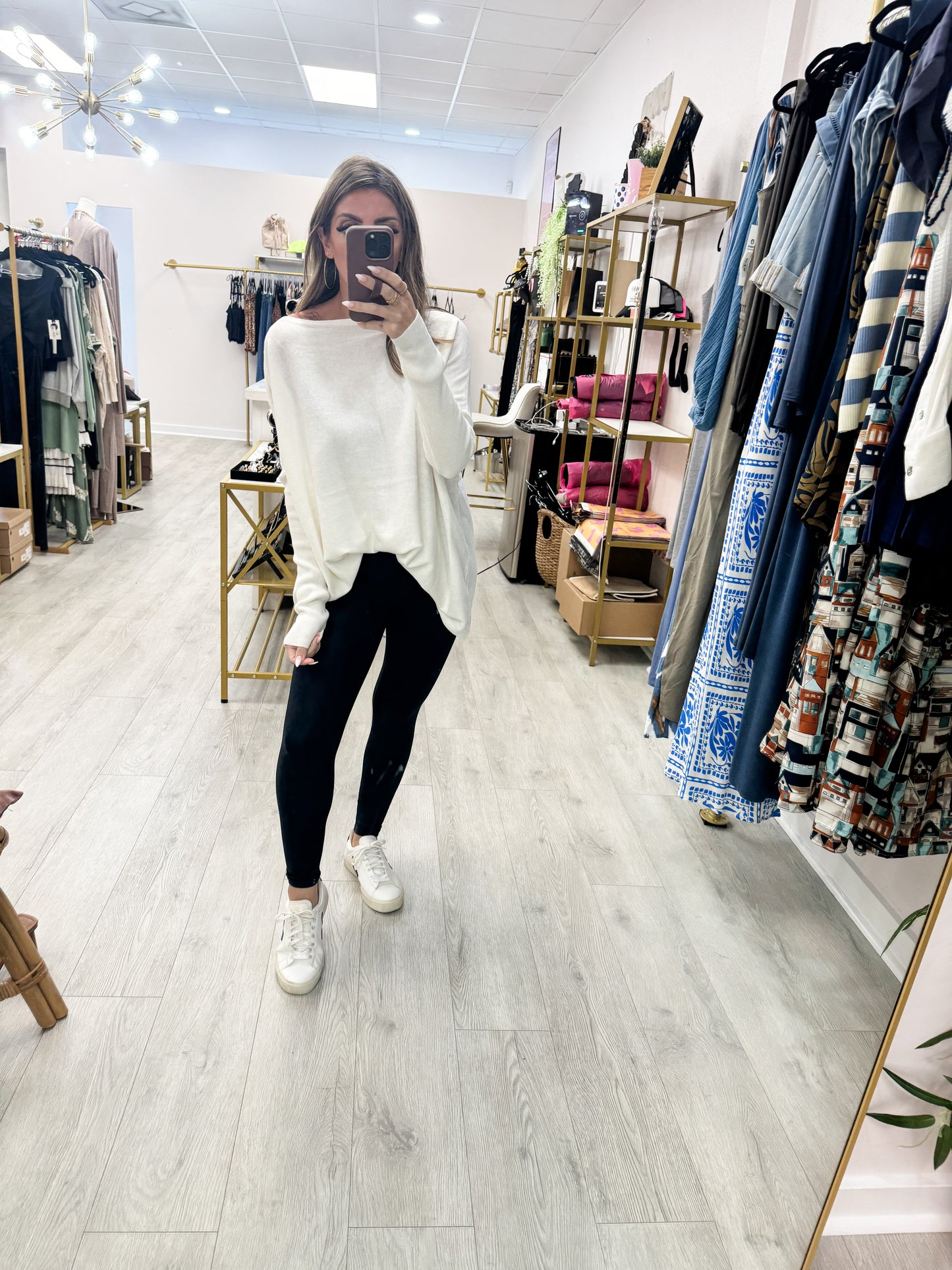 Whip Cream Batwing Boatneck Top