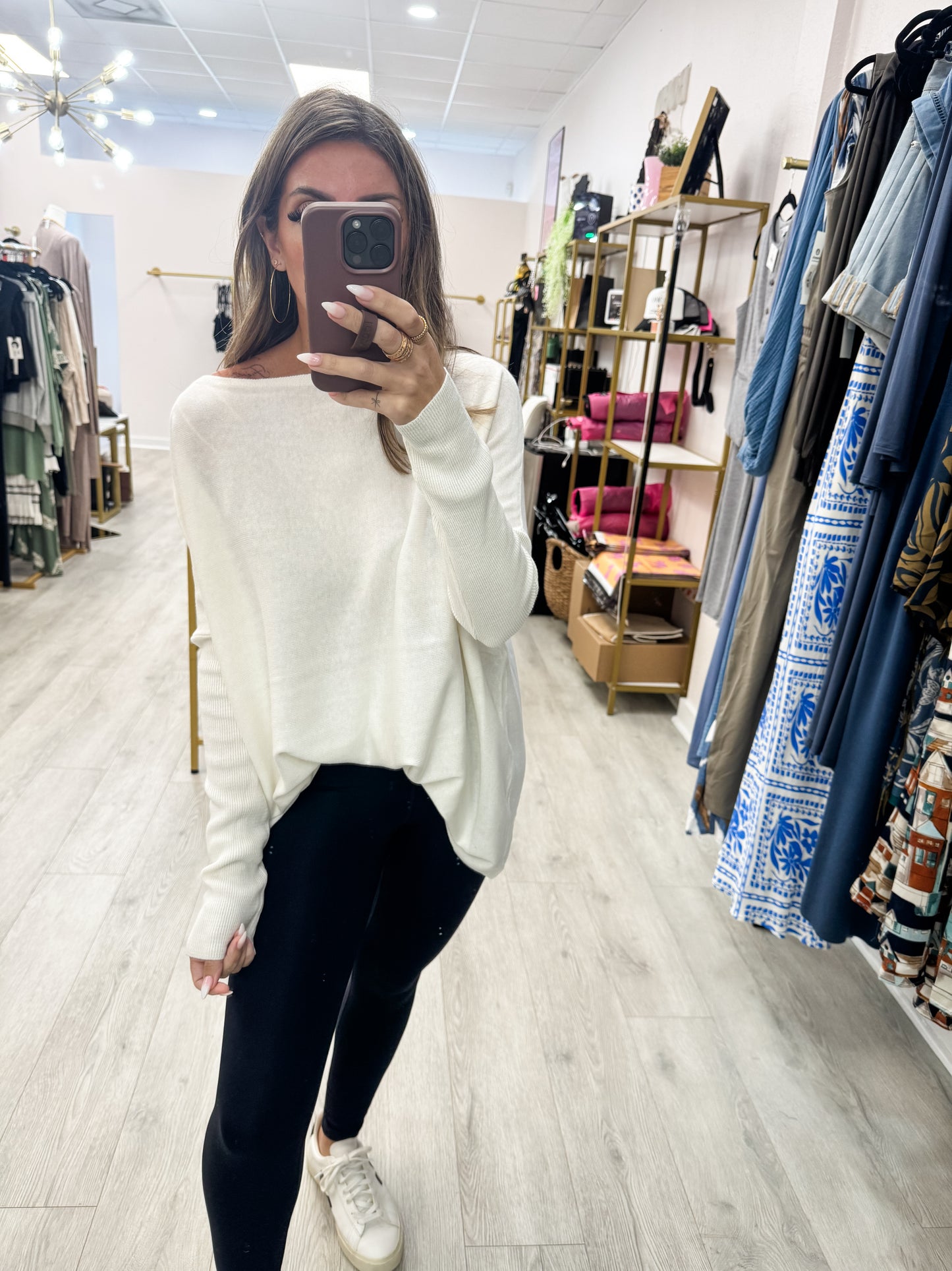 Whip Cream Batwing Boatneck Top