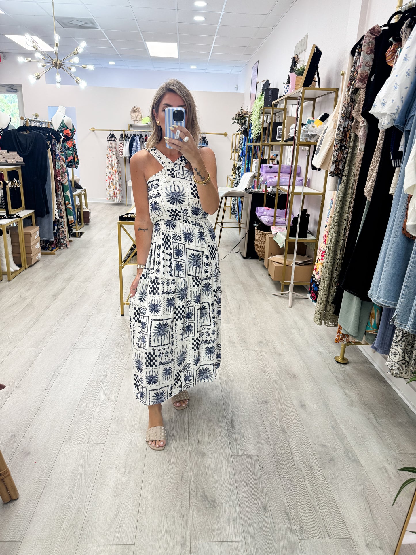 Halter Neck Abstract Dress