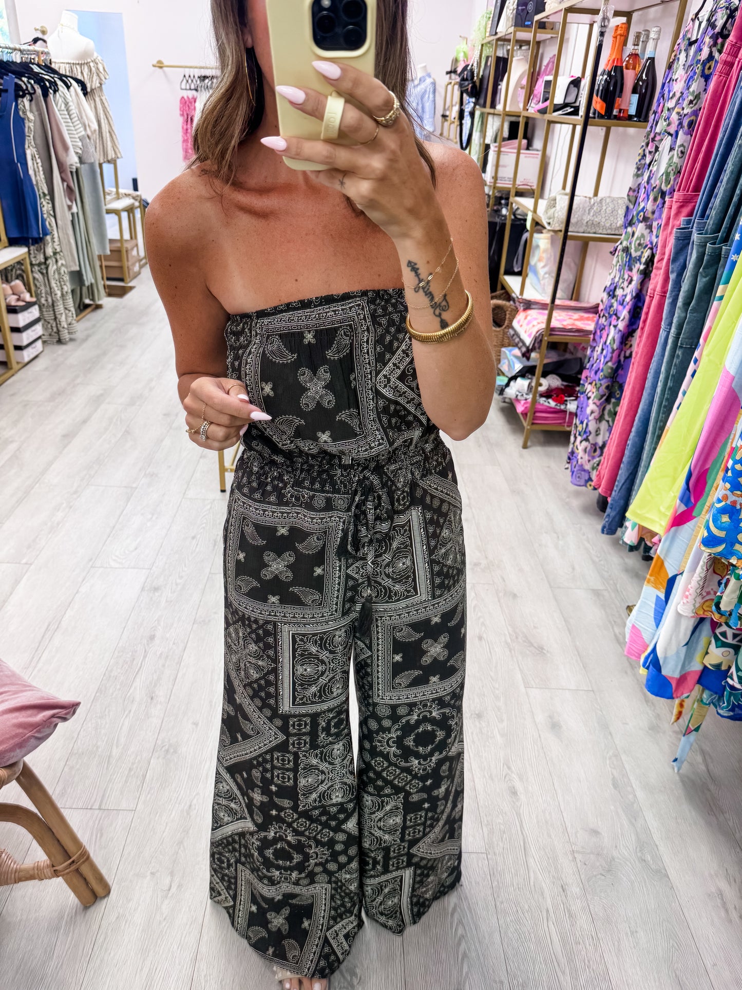 Border Print Jumpsuit