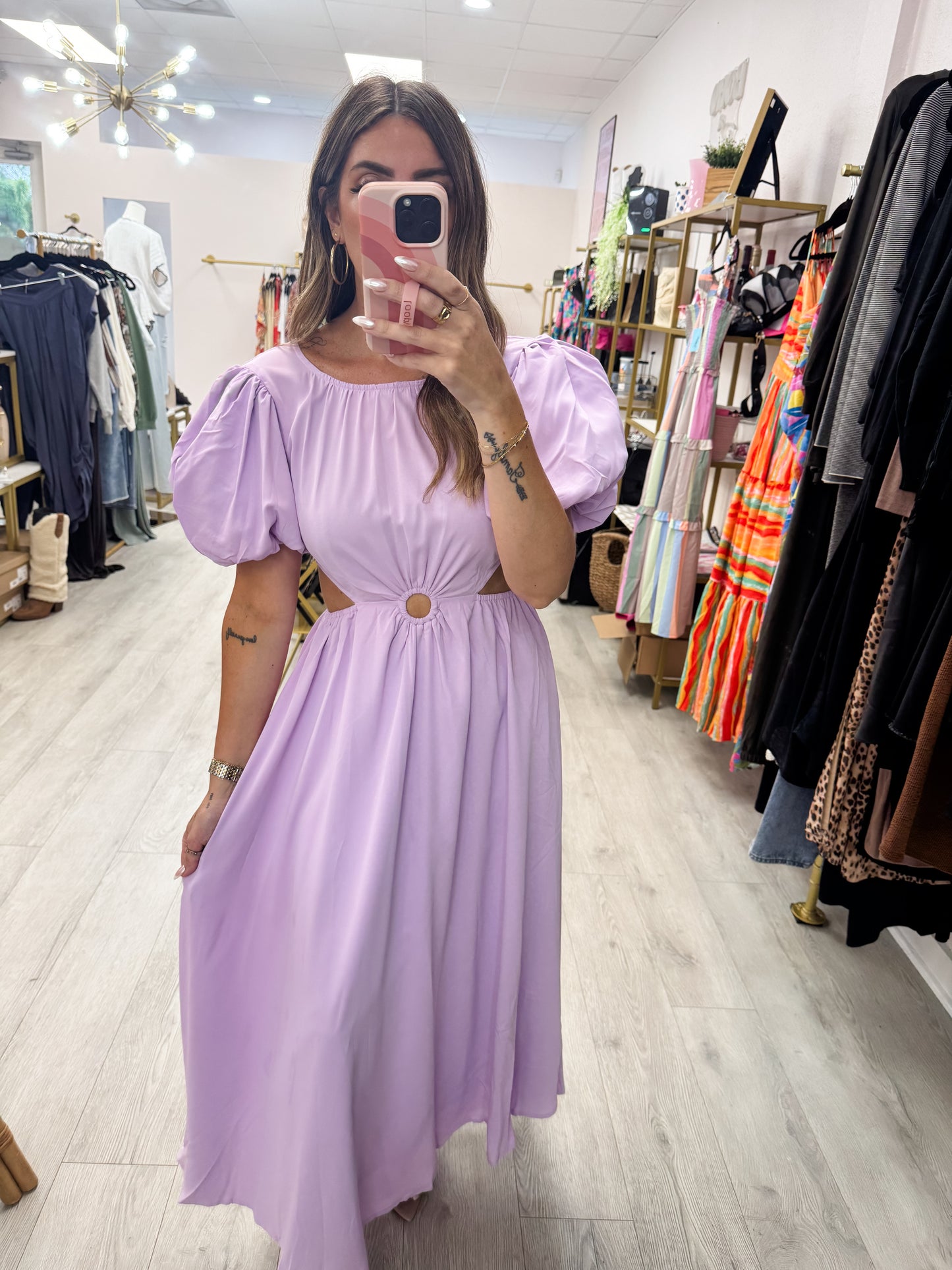 Lavender Cut Out Midi Dress