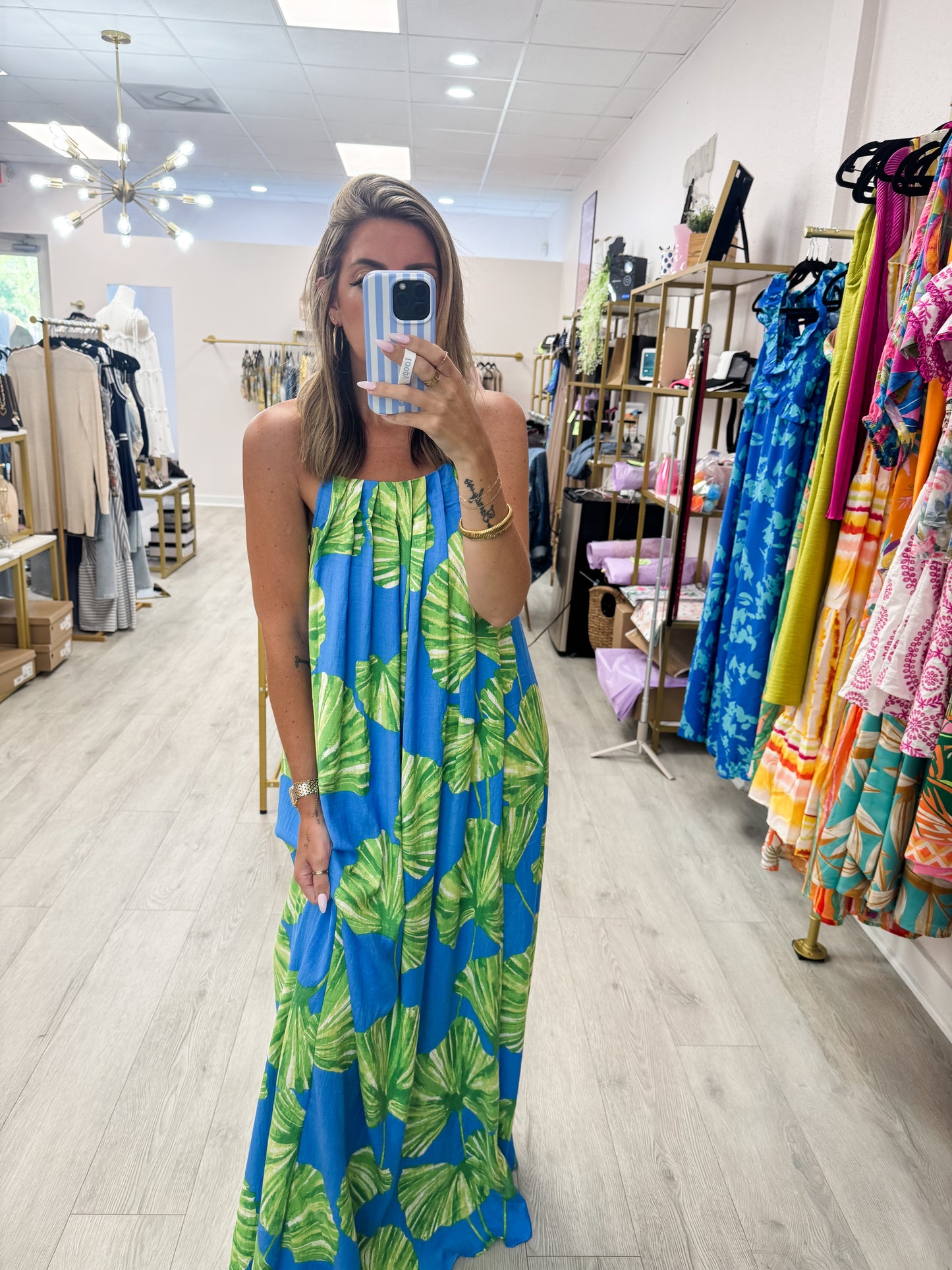 Palm Printed Maxi Dress