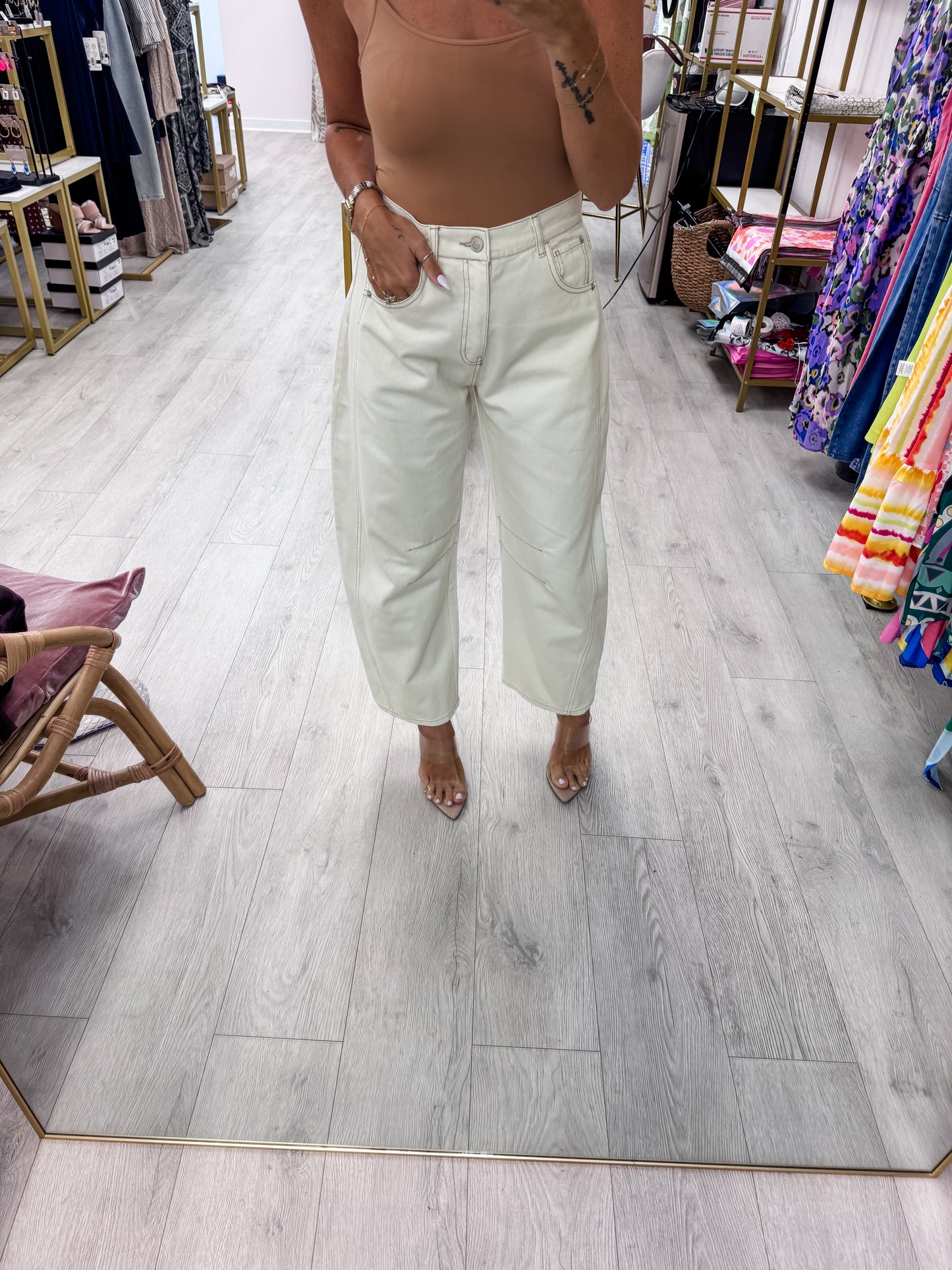Ecru High Waisted Denim