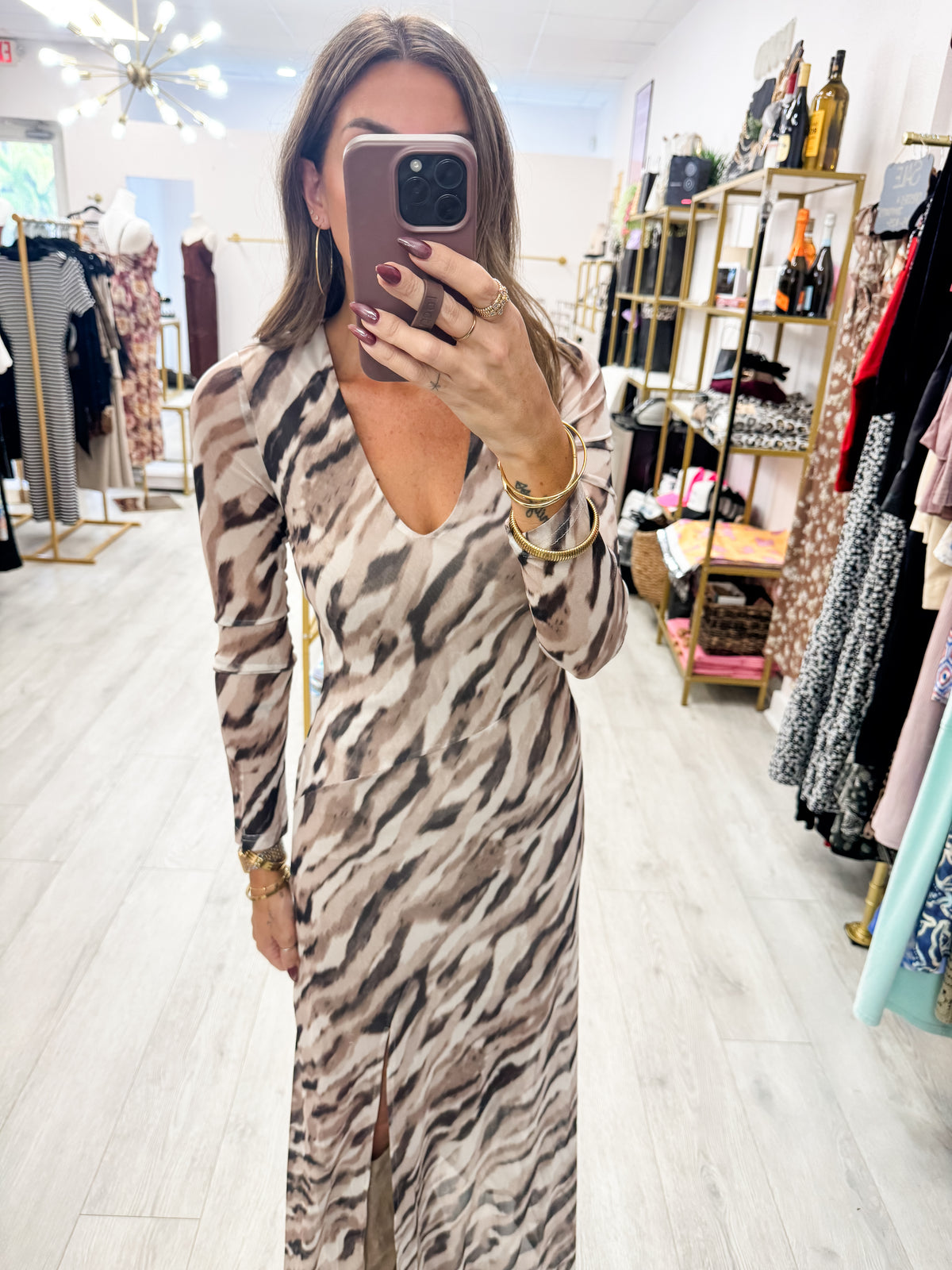 Animal Mesh Maxi Dress