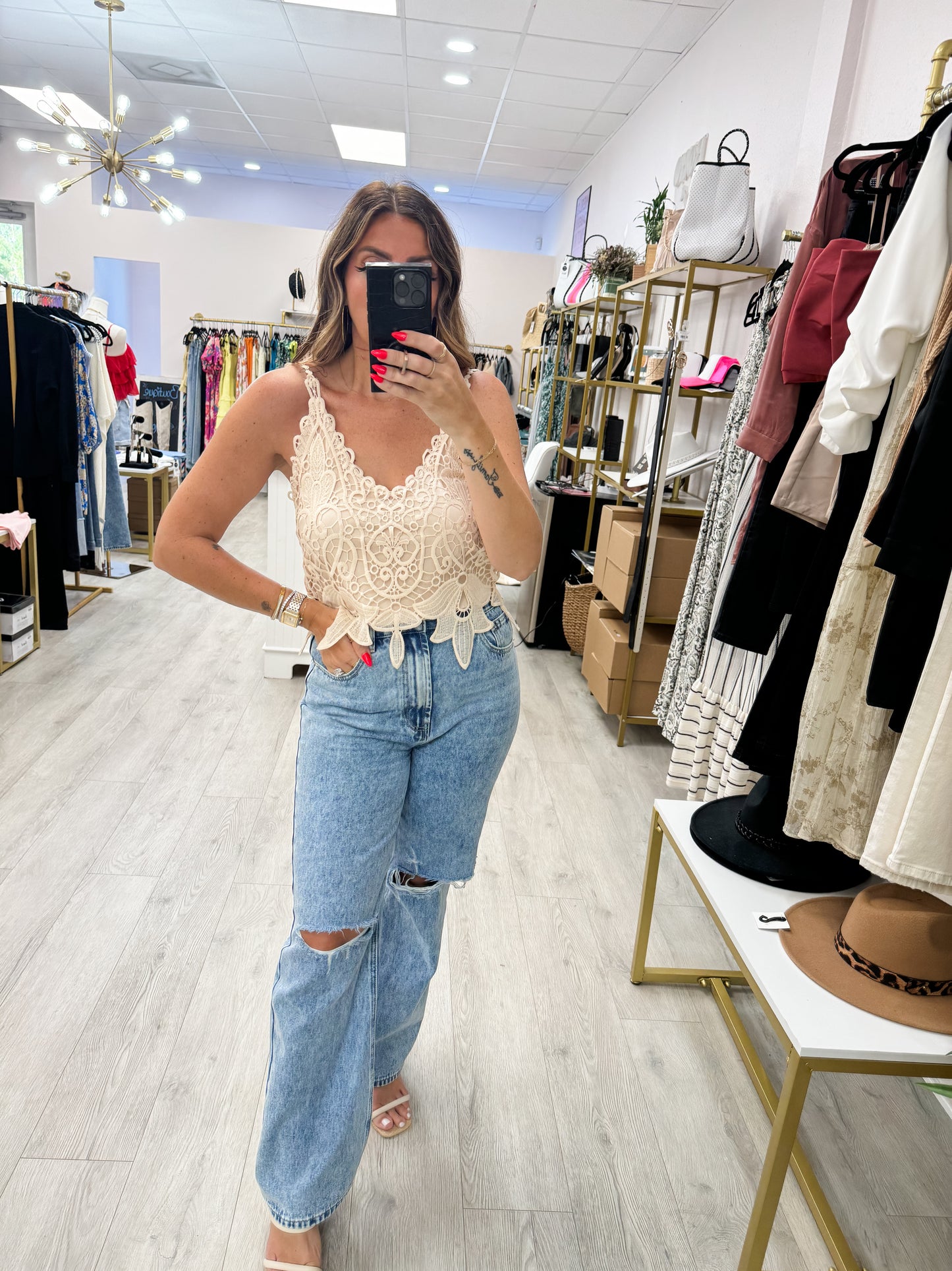 B-Floral Crochet Lace Top