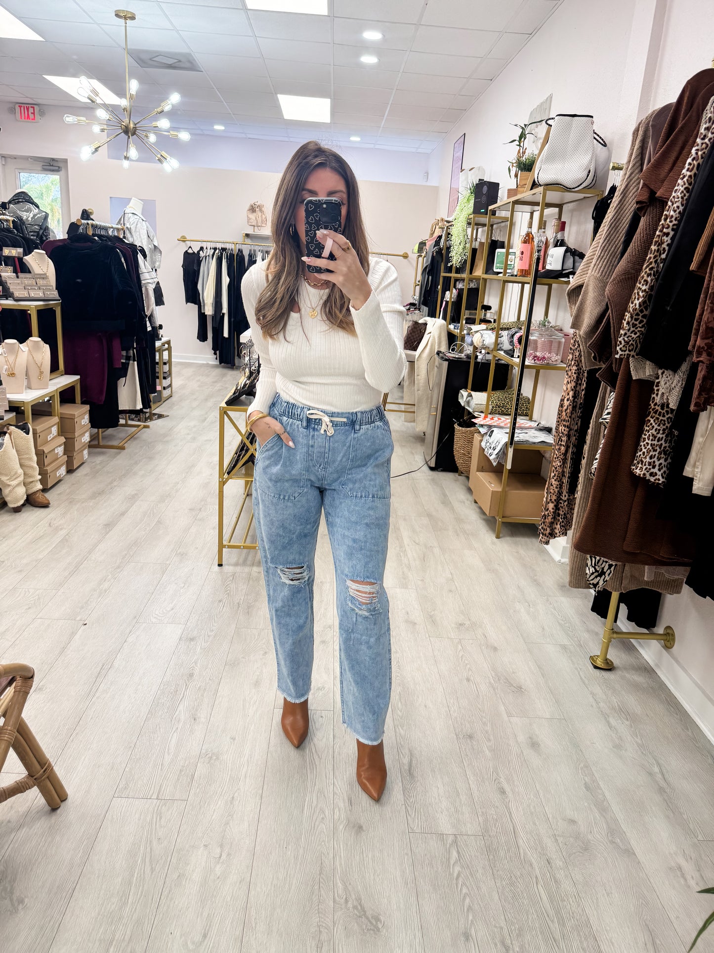 Washed Denim Joggers