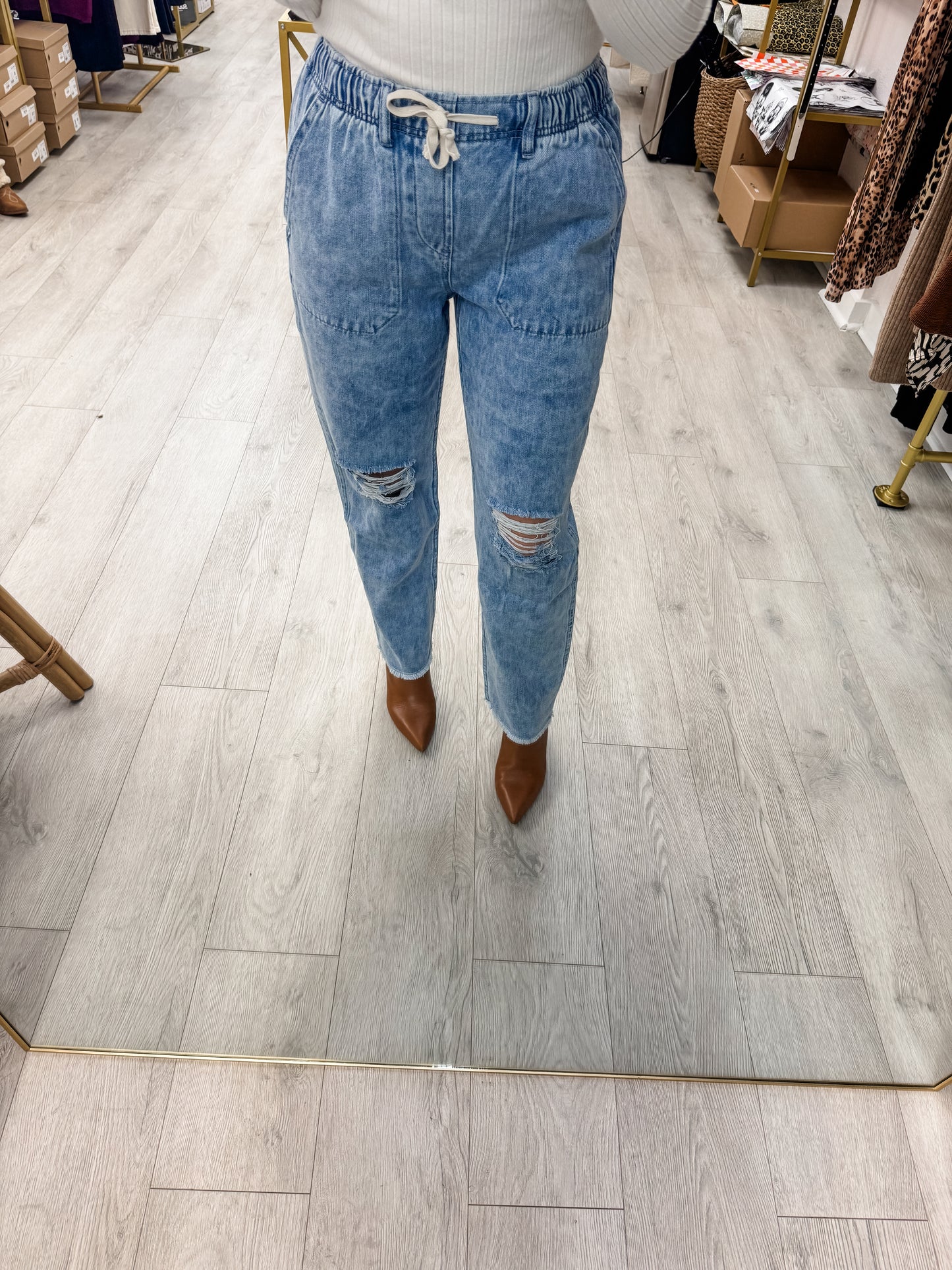 Washed Denim Joggers