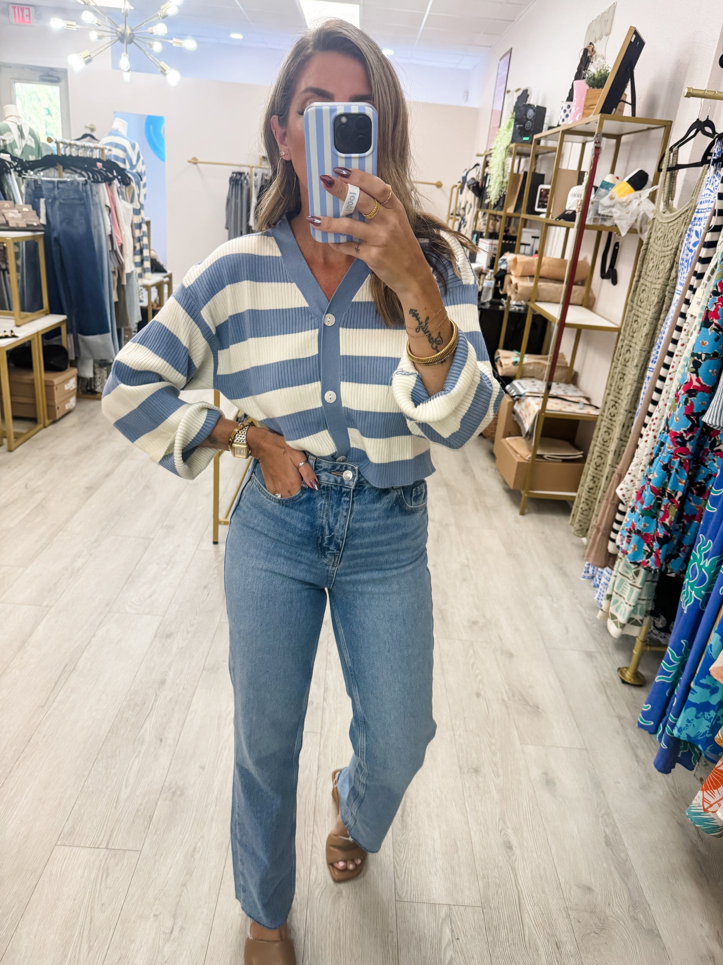 Striped Cardigan & Dress SET