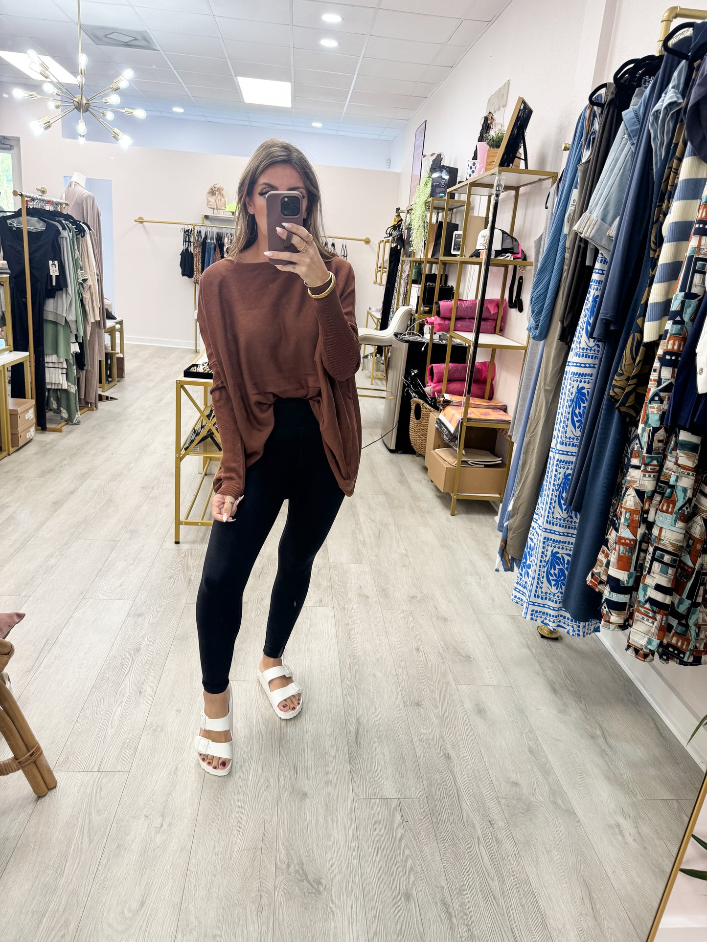 Chestnut Batwing Boatneck Top