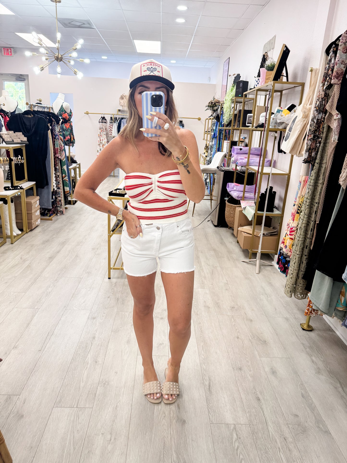 Striped Strapless Top