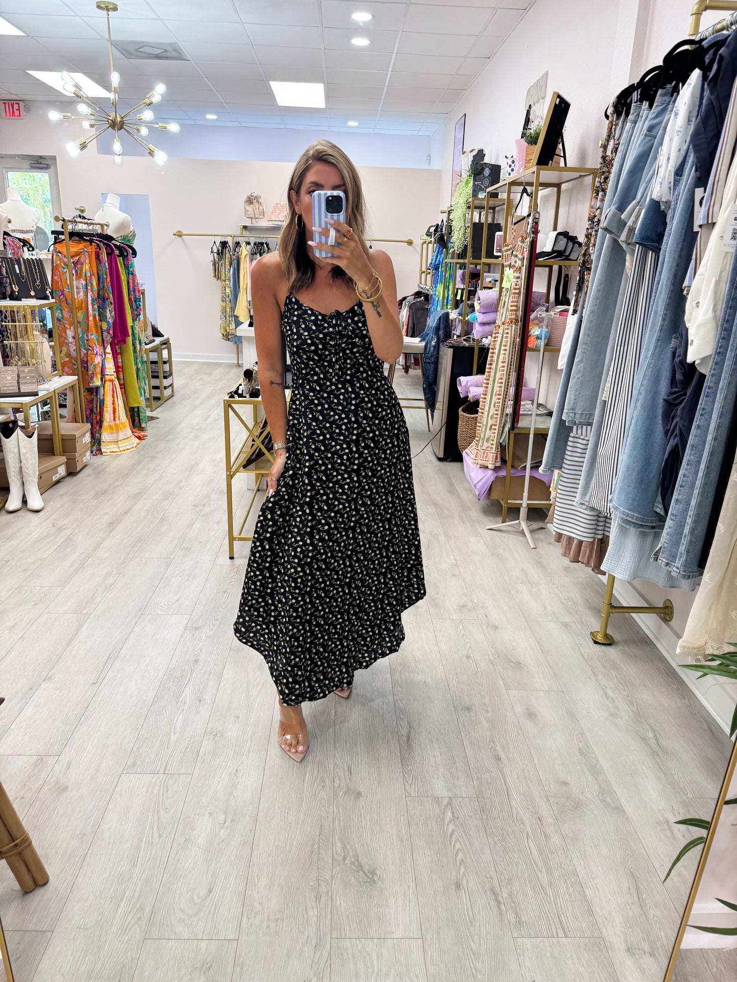 Black Ditsy Floral Dress