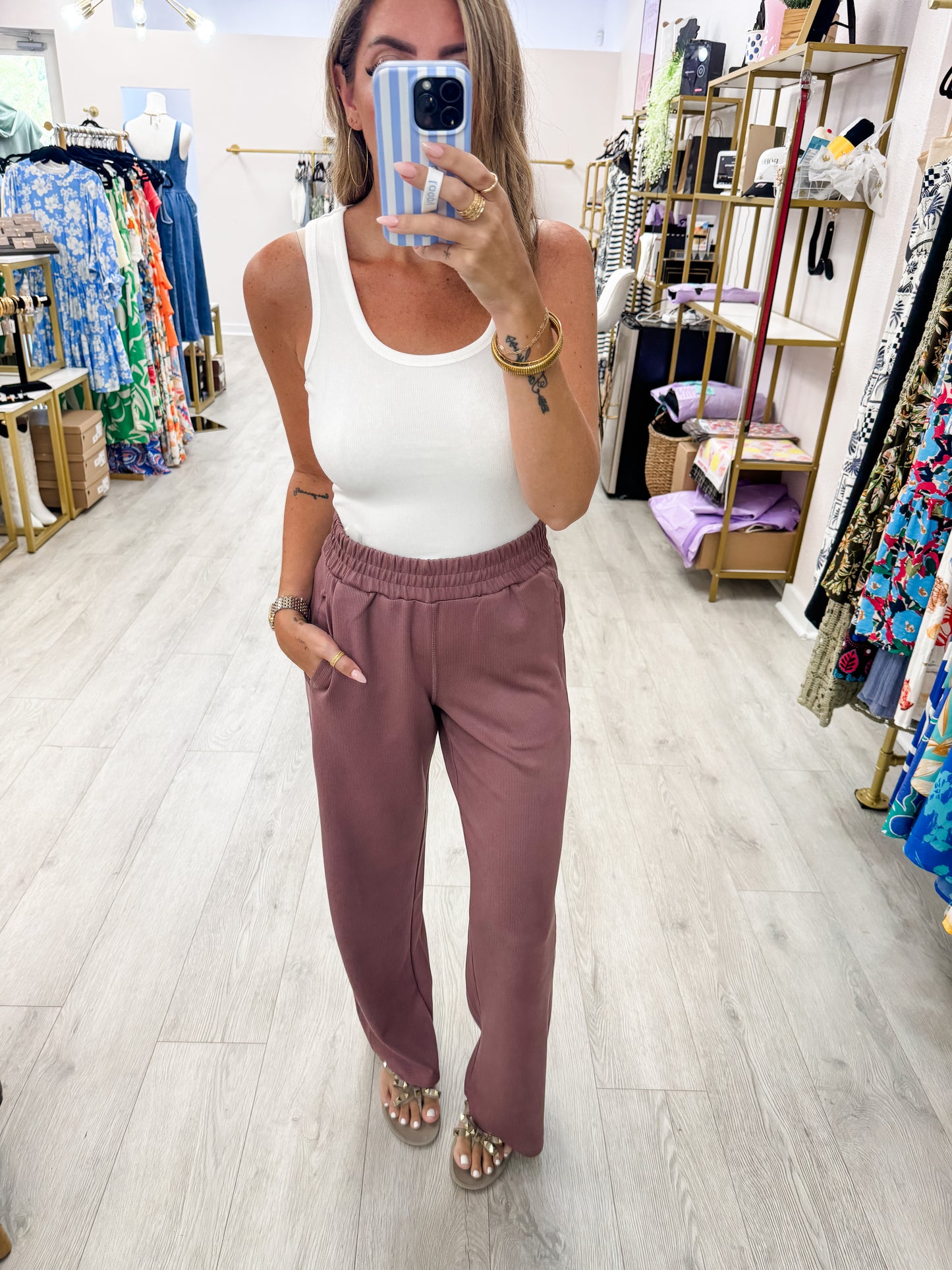 Rose Luxe Sand Wide Leg Pants
