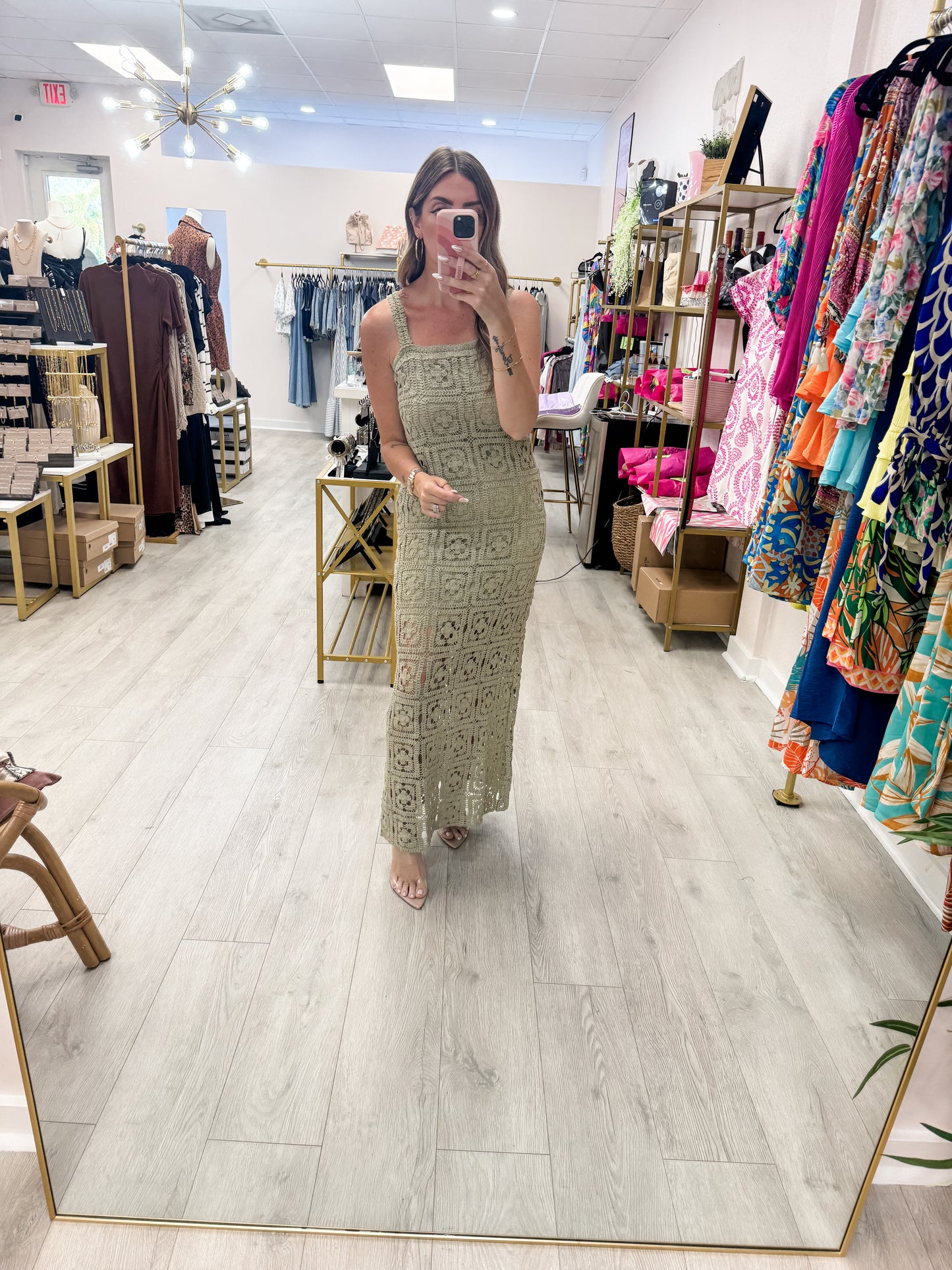 Olive Crochet Resort Maxi Dress