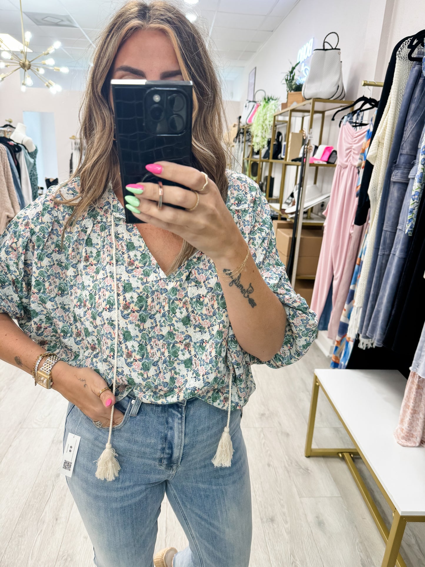 The Green Floral Top