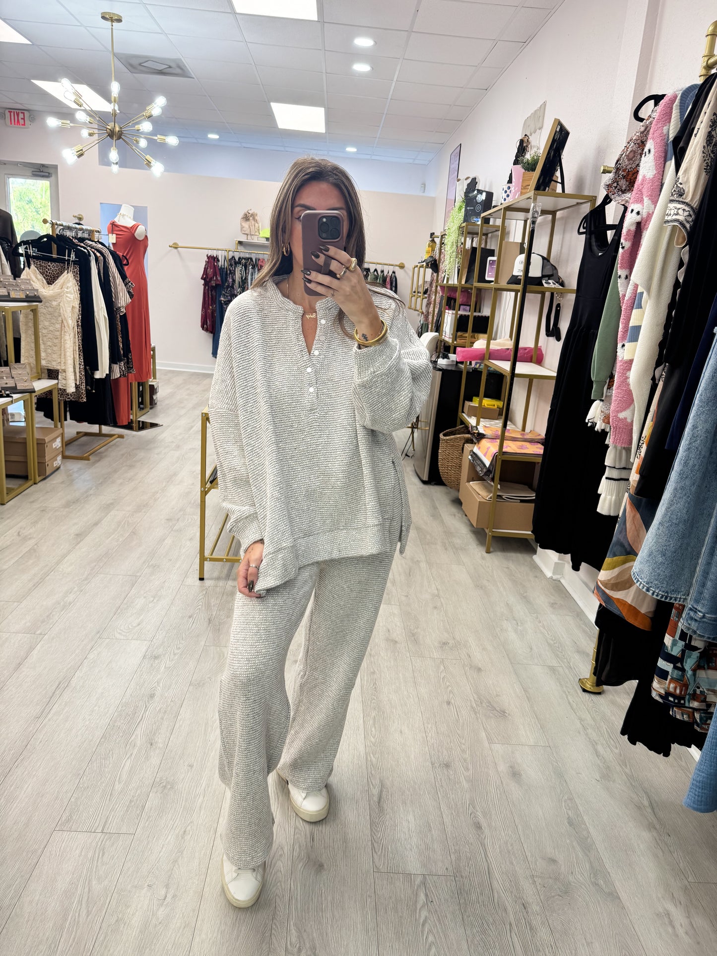 Marina Textured Cotton Blend Knit Henley