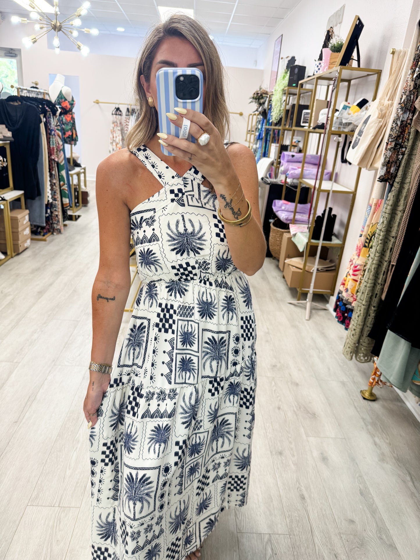 Halter Neck Abstract Dress