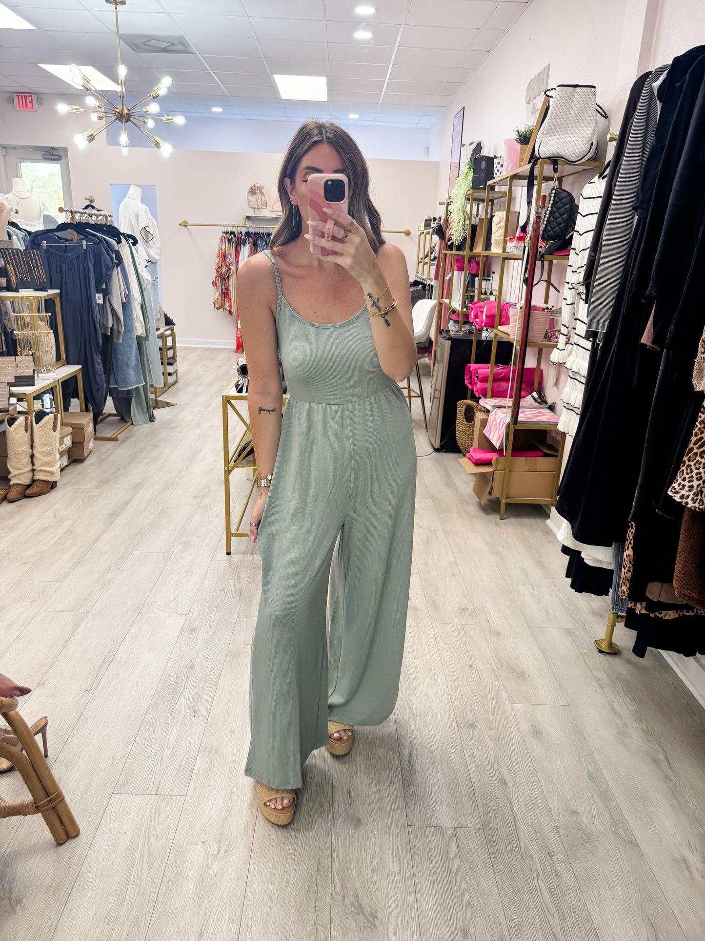 Sage Green Scoop Neck Jumpsuit