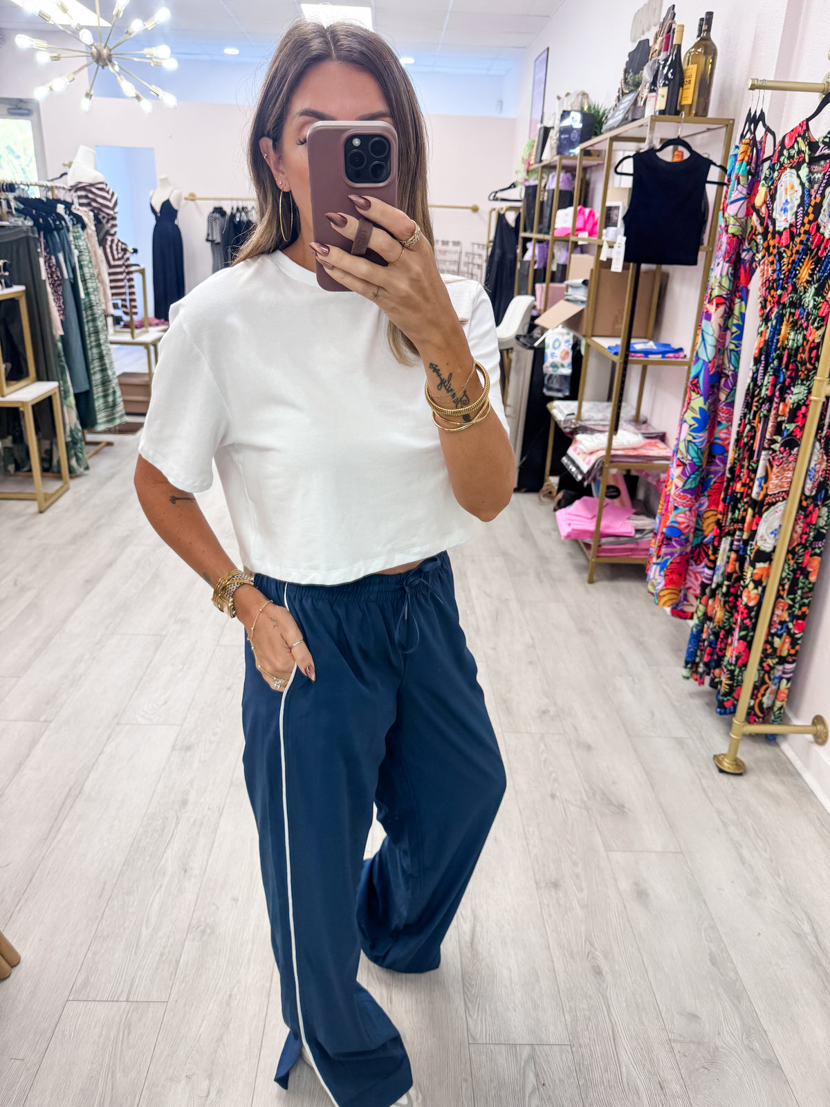 Navy Finish Line Track Pants