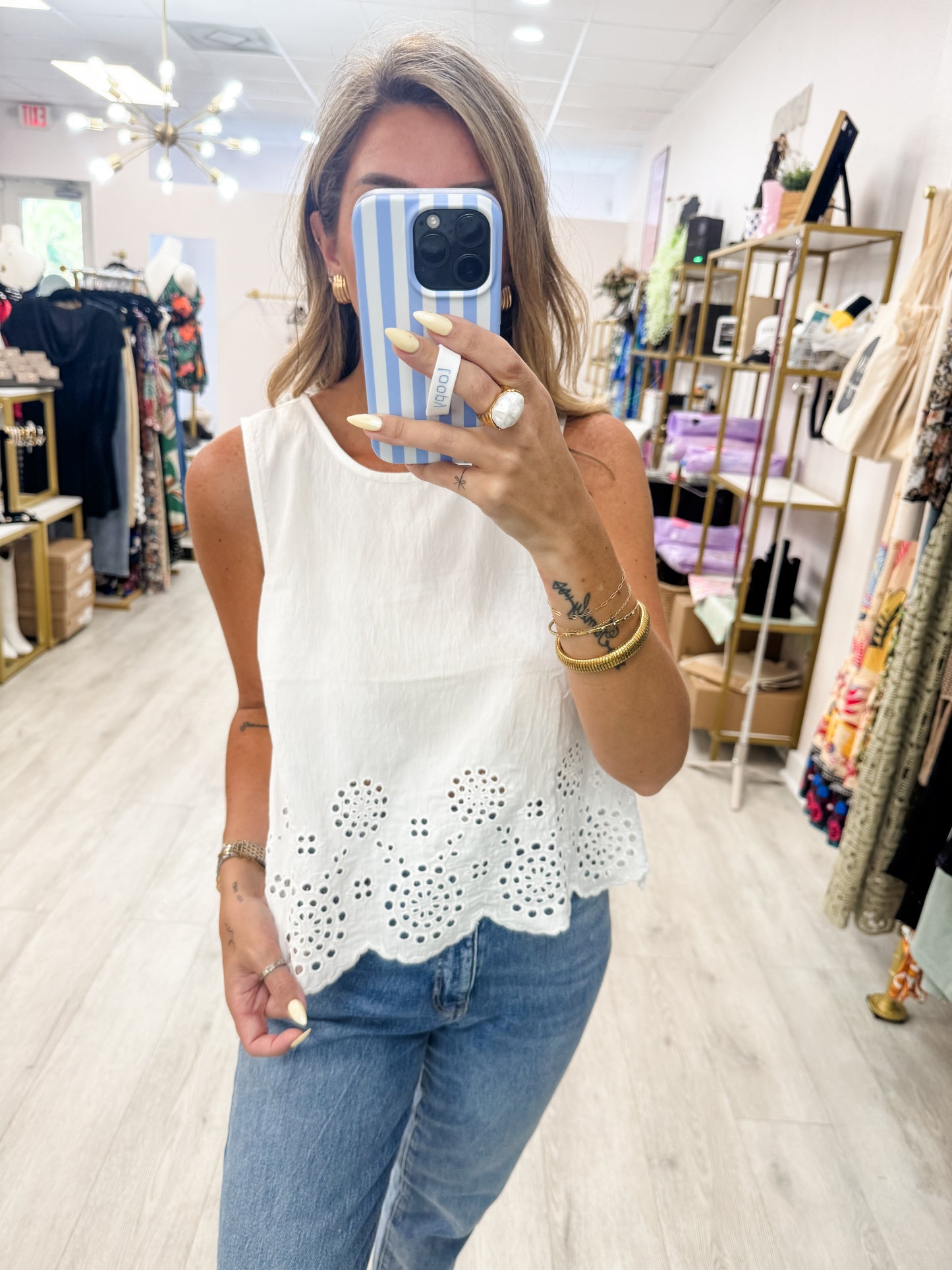 Eyelet Hem Top