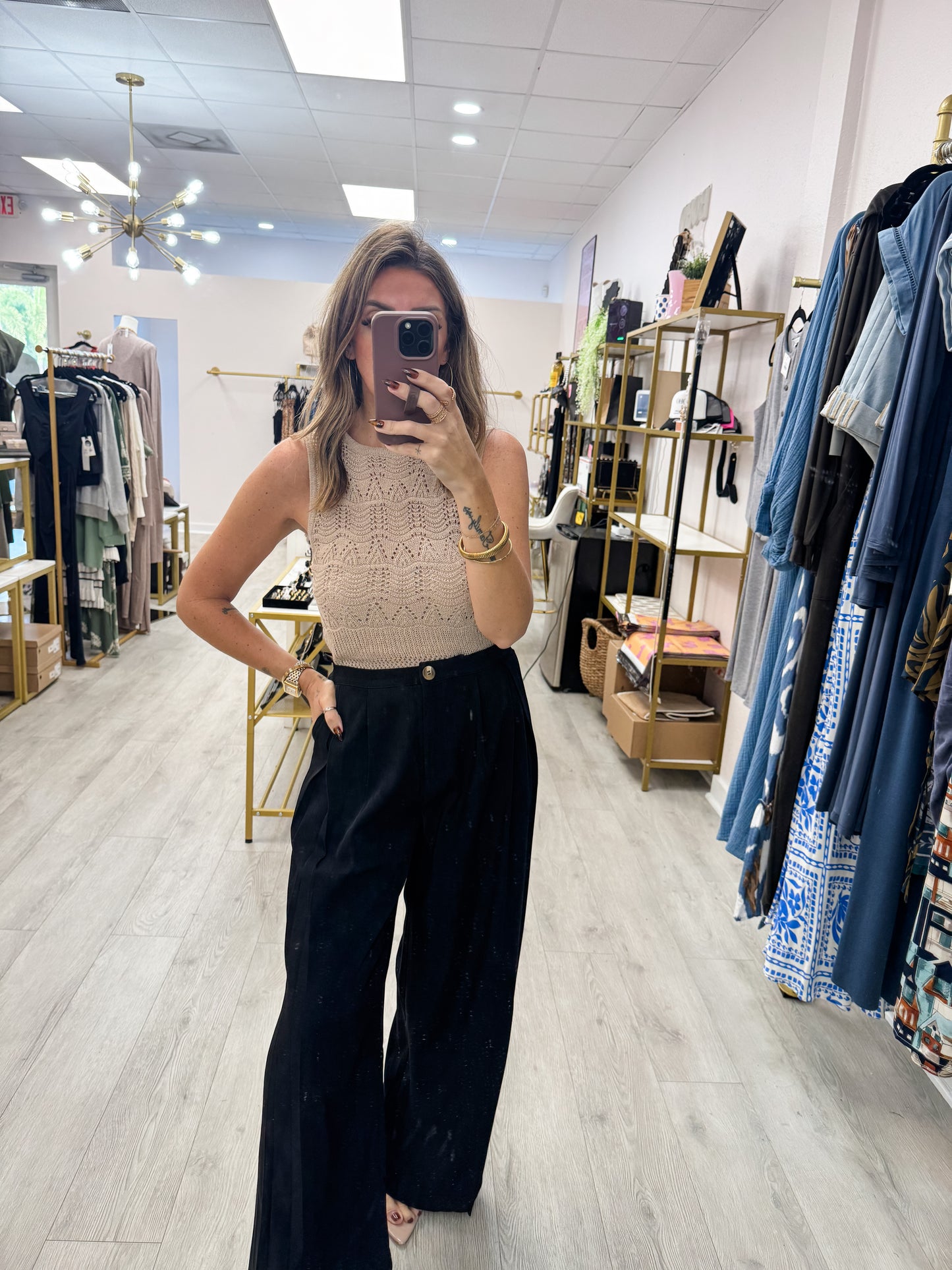 Open Knit Sleeveless Top