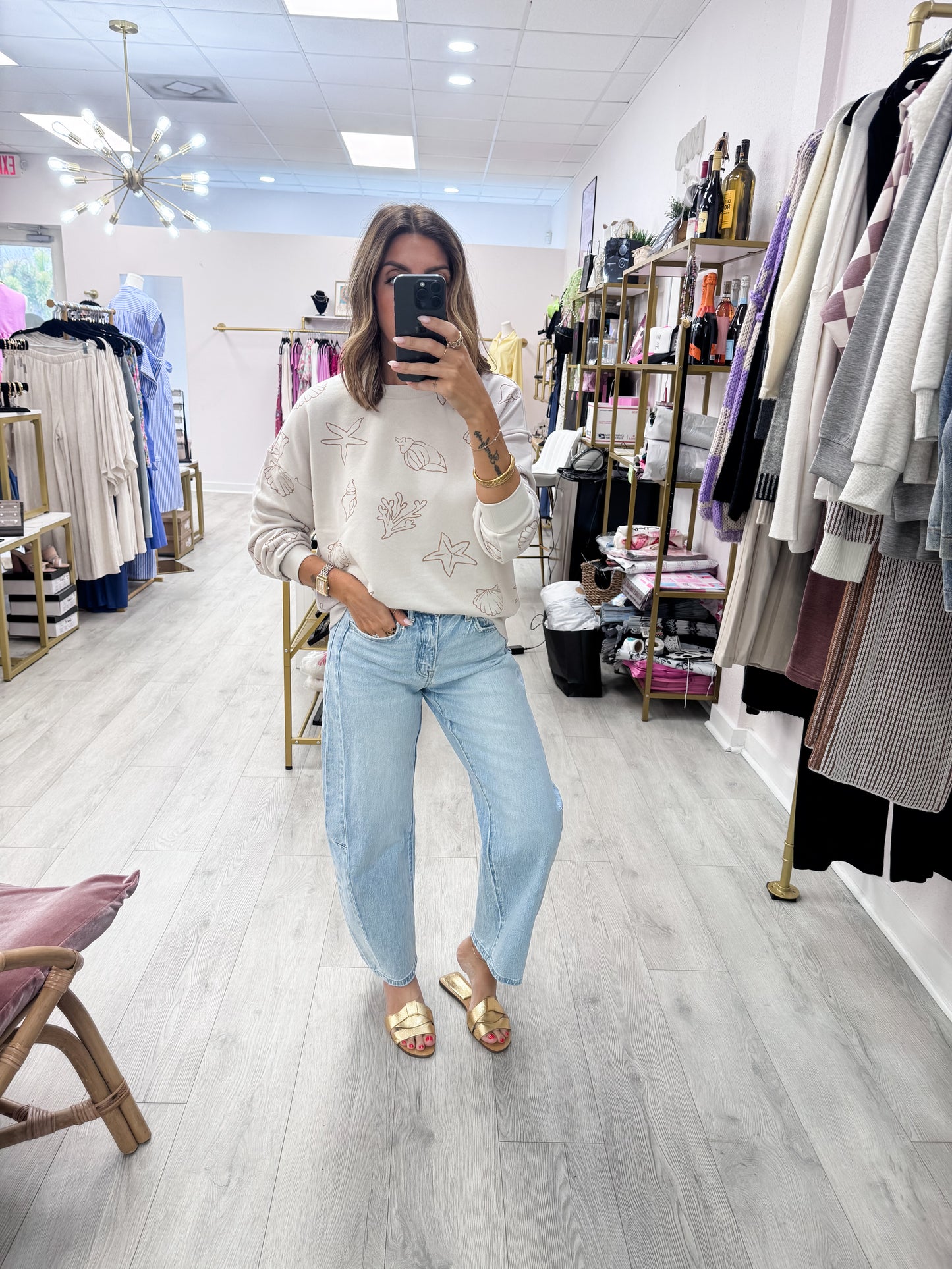 Sea Motif Crewneck Top