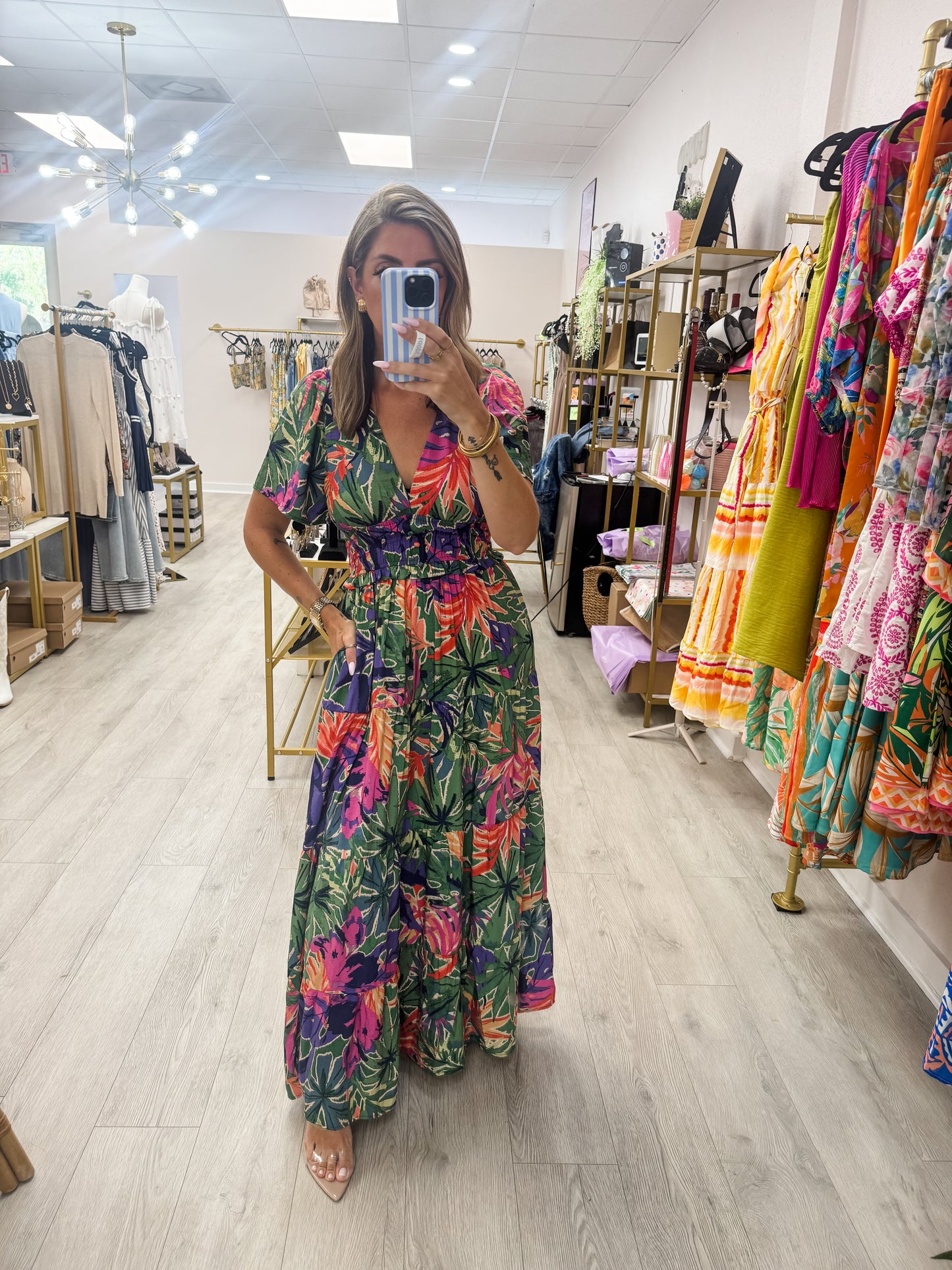 Tropical Print Maxi Dress