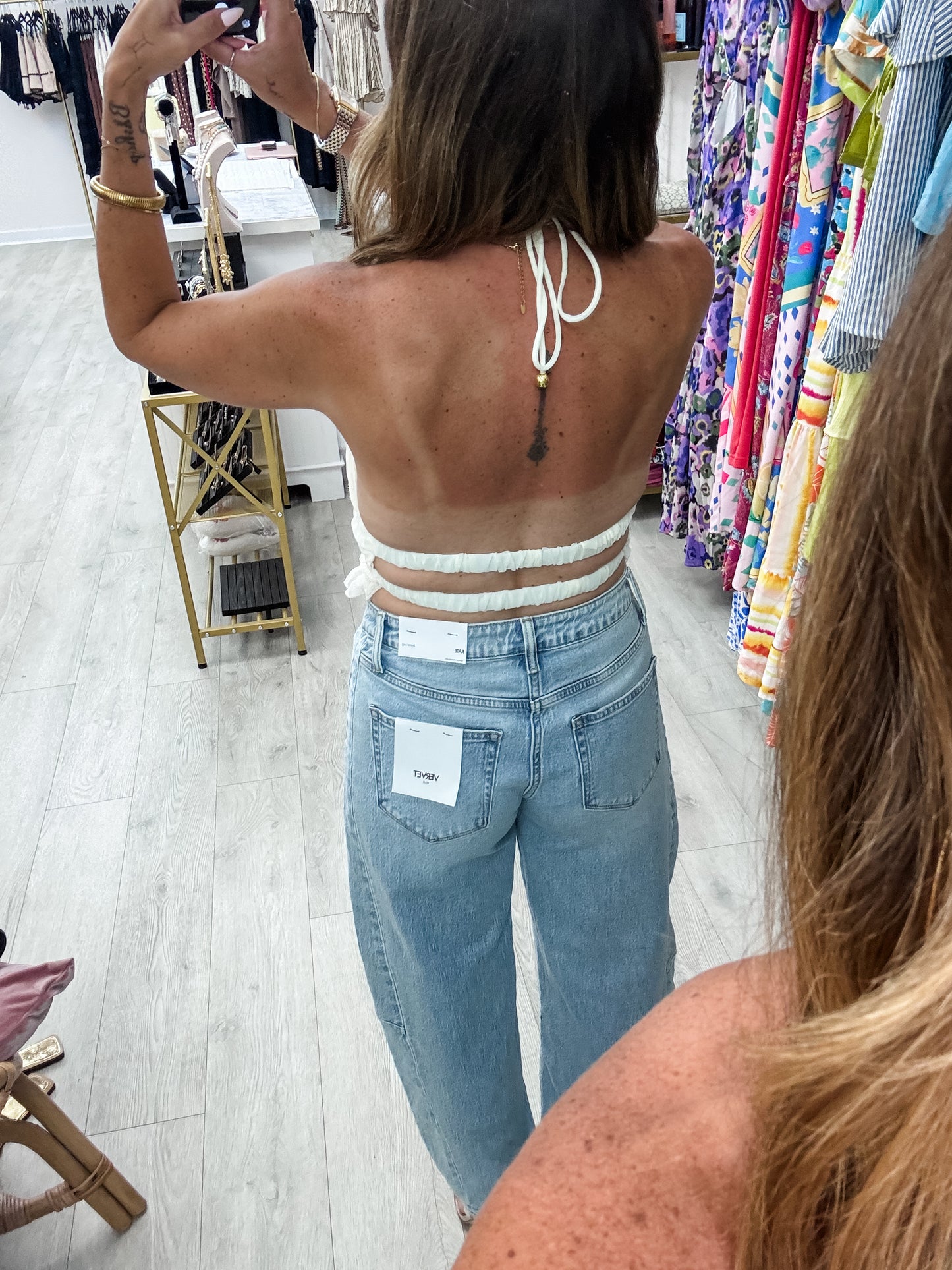 Cream Ruffled Halter Neck Top