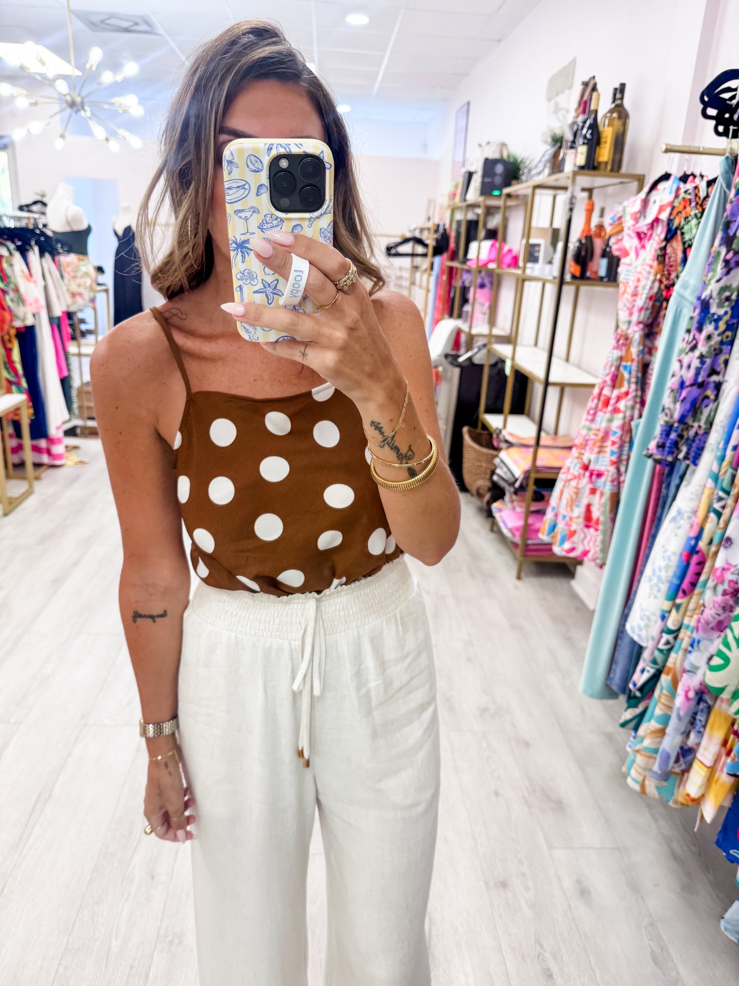 Mocha Polka Dot Cami Top