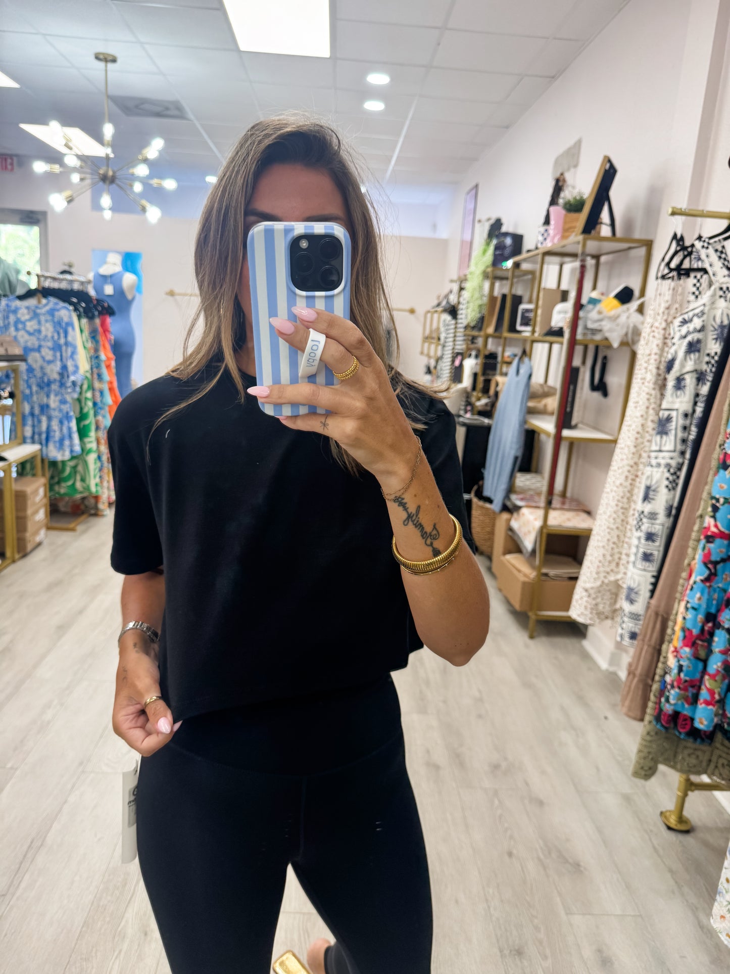 Black Cotton Lycra Tee