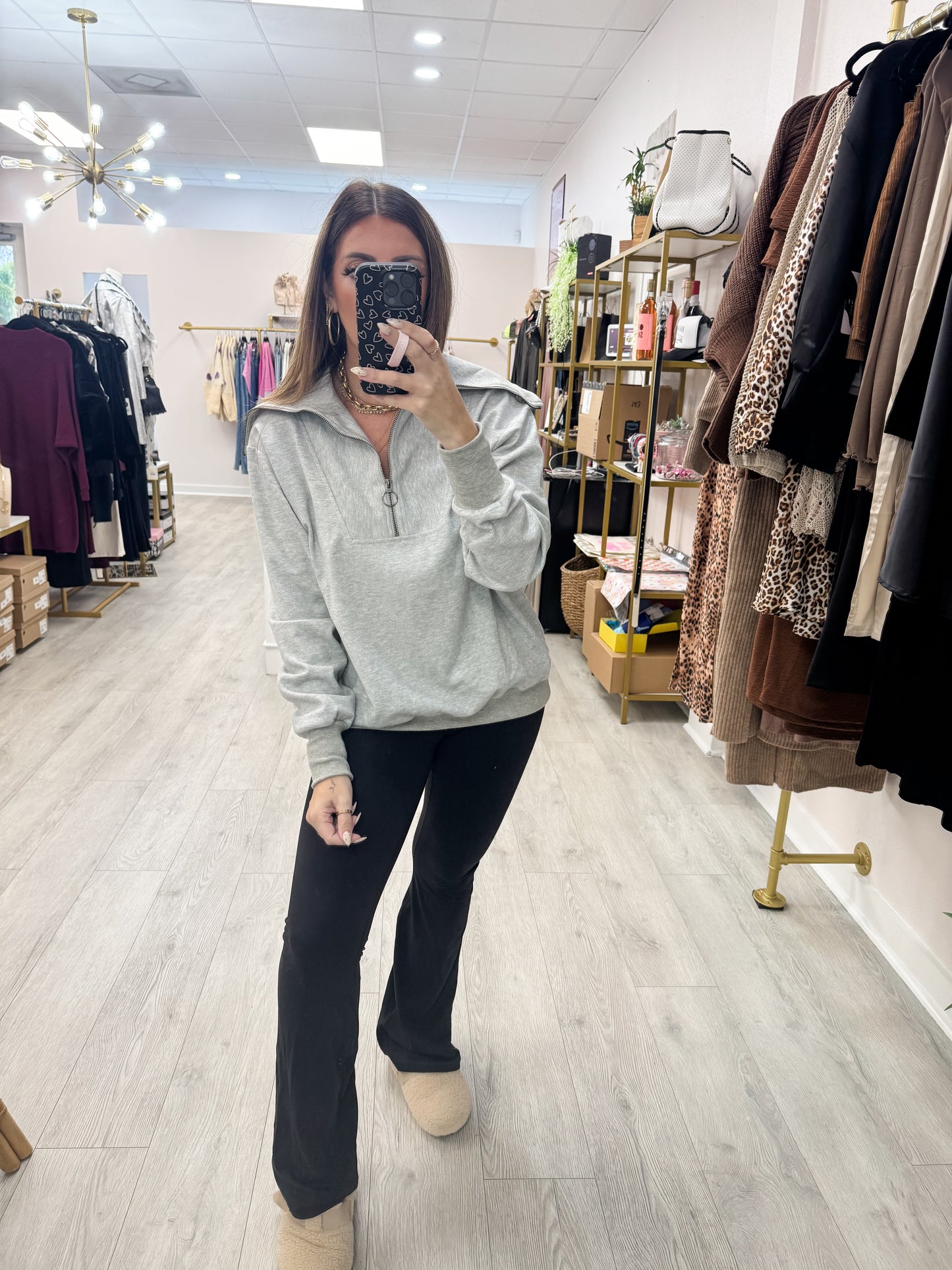 Twill Zip Up Sweatshirt