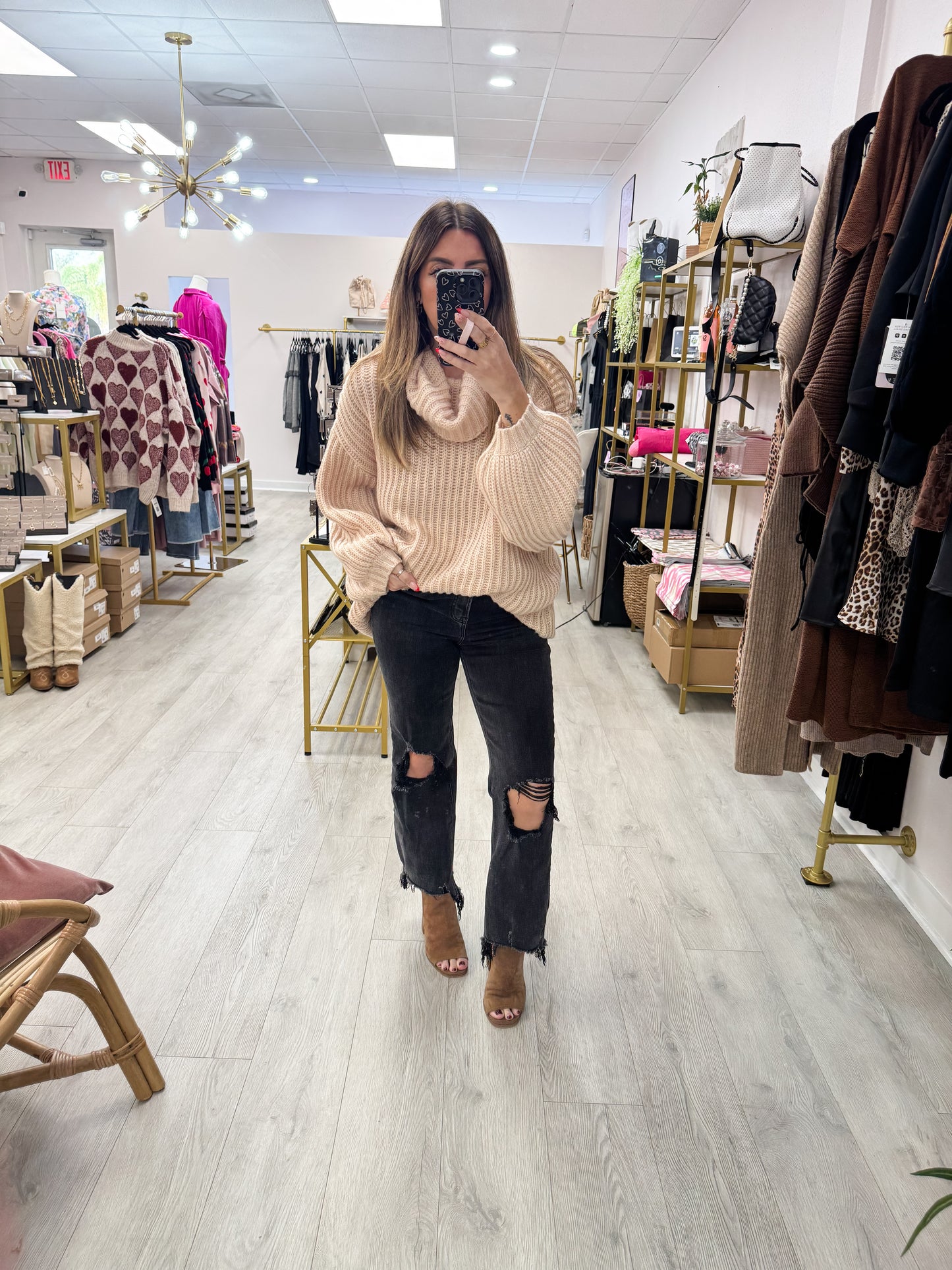 Taupe Ribbed Knit Soft Sweater
