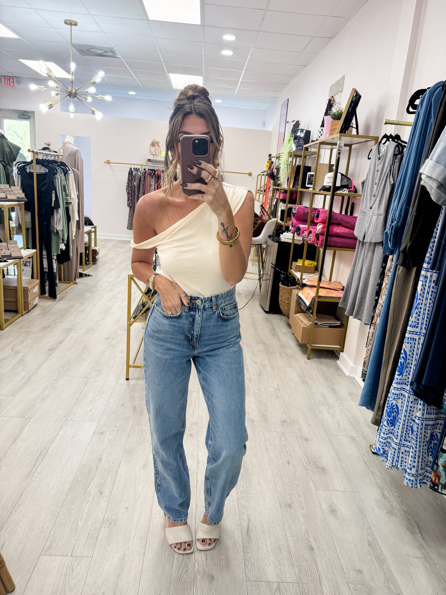 Cream Asymmetrical Top