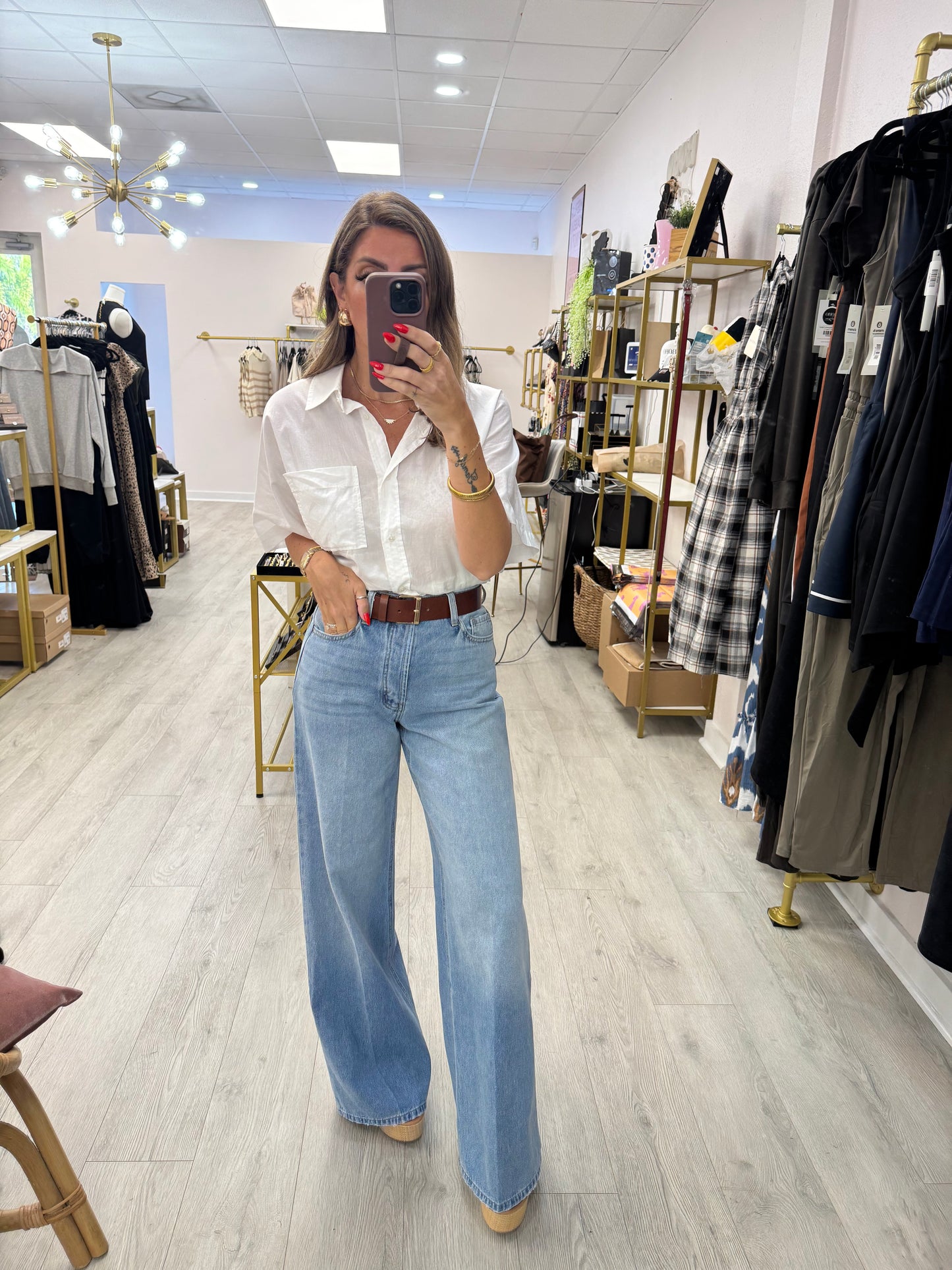 Cello Medium Wash Wide Leg Denim
