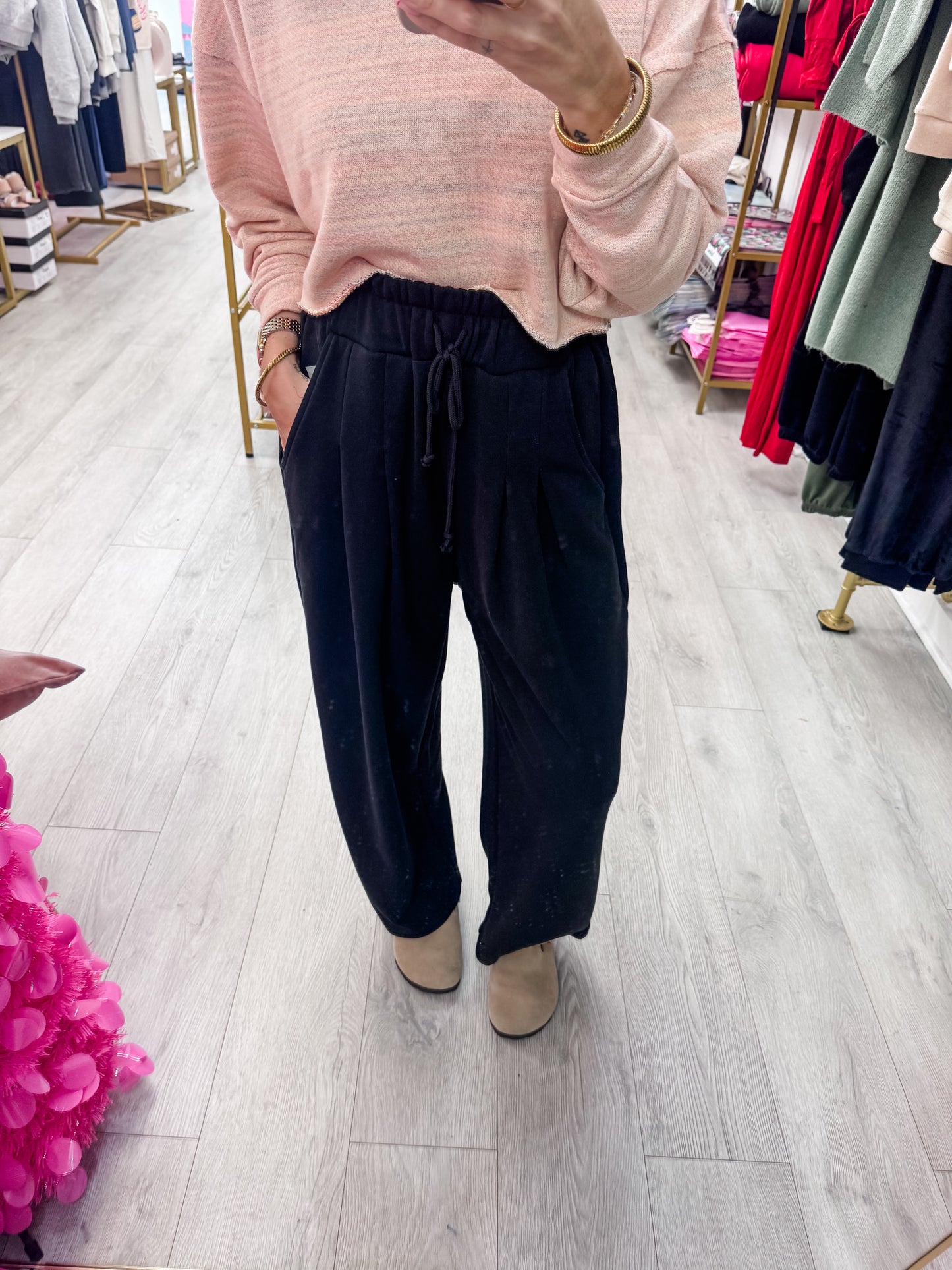 Dune Black Cotton Wide Leg Pants