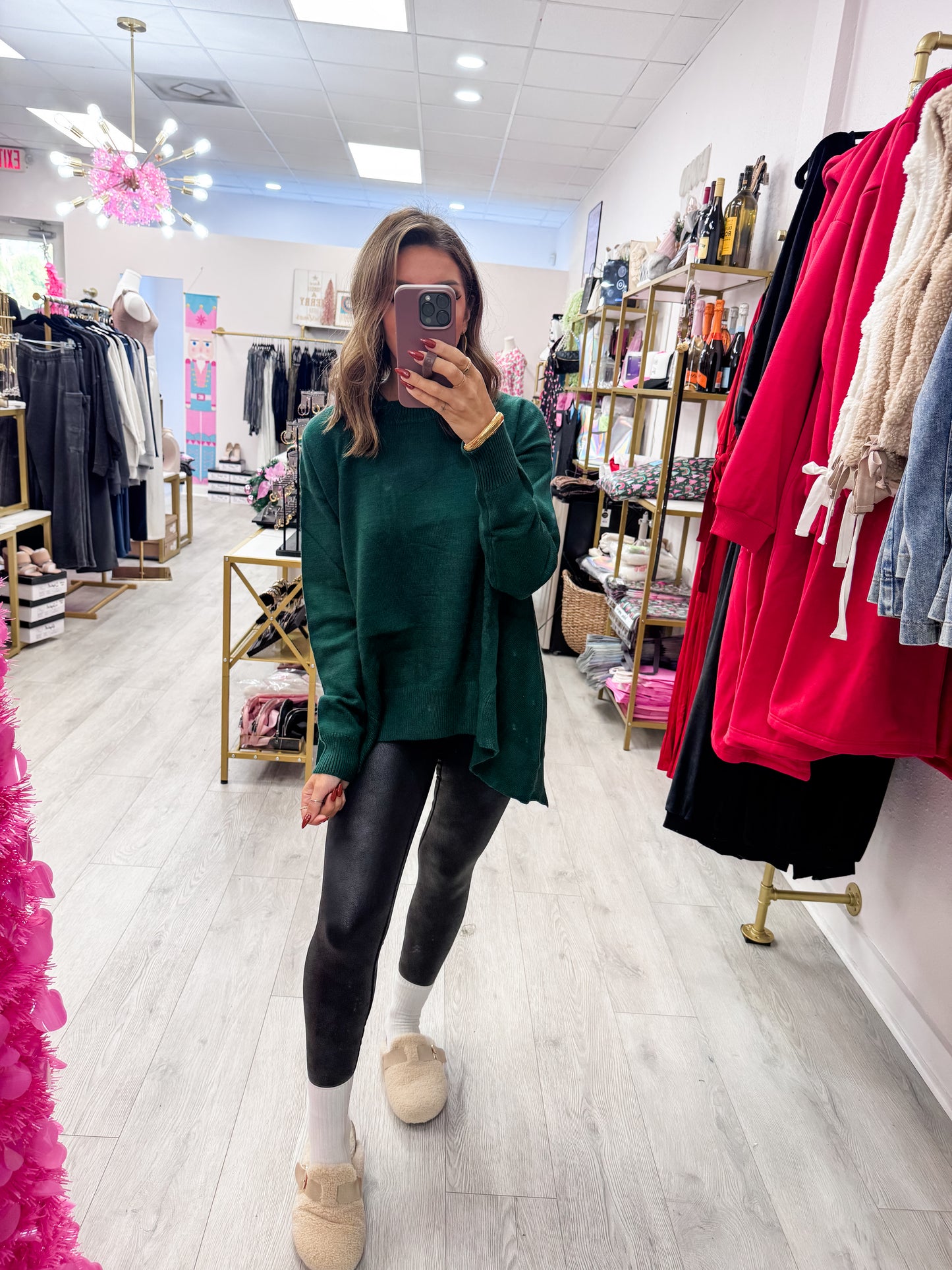 Hunter Green Mock Neck Sweater