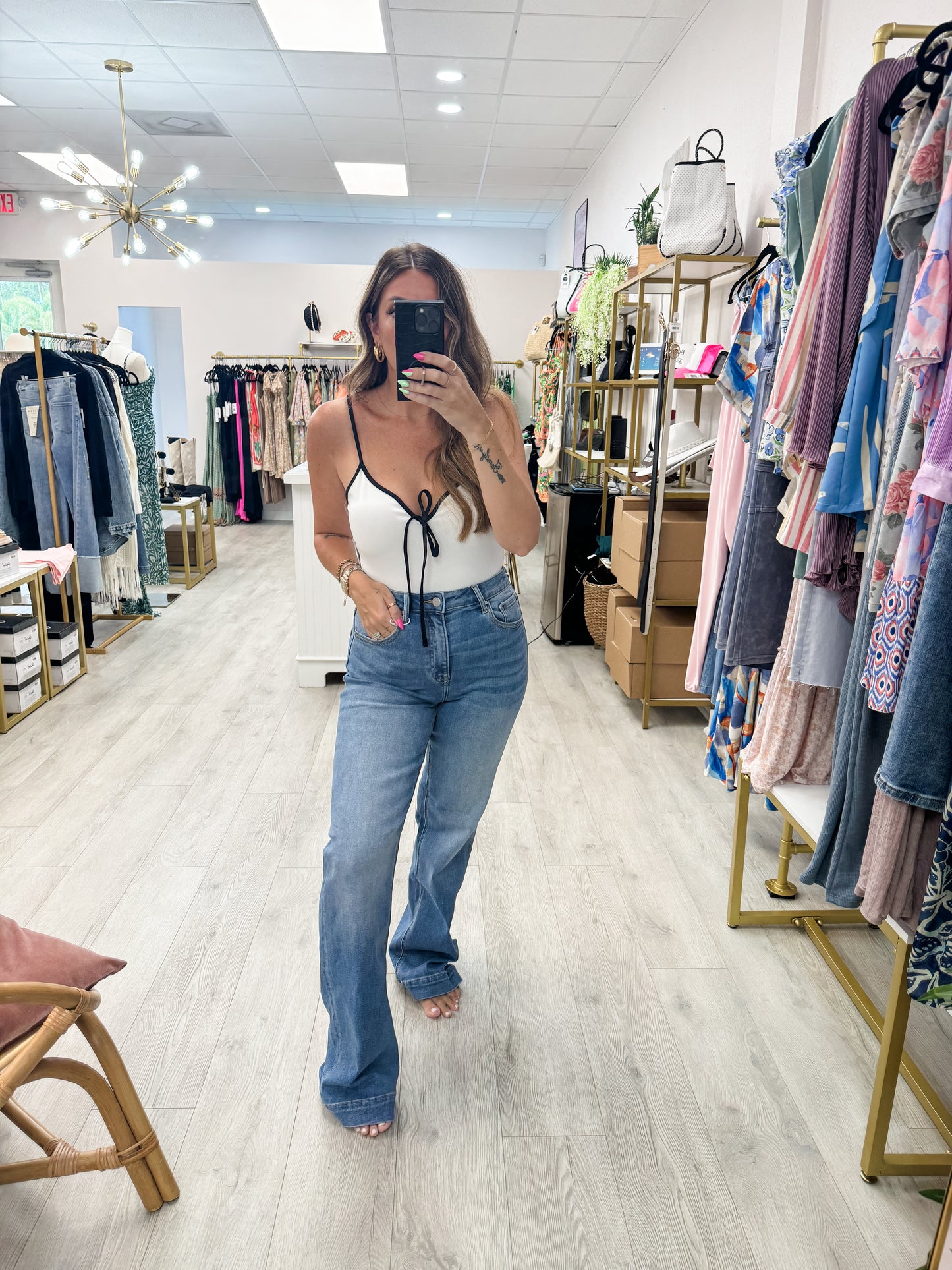 Risen High Rise Straight Jeans