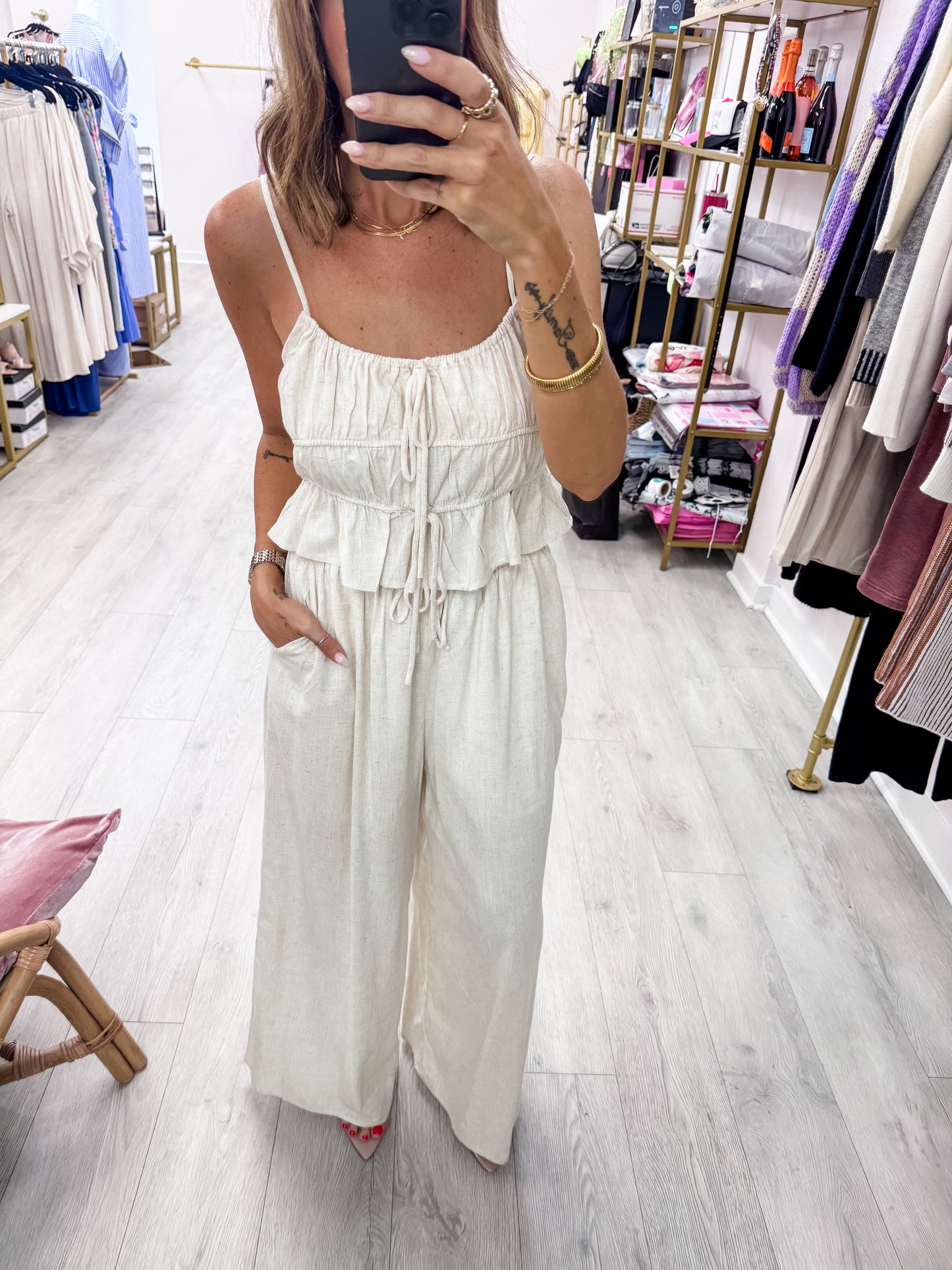 Oatmeal Tiered Tank & Palazzo Set