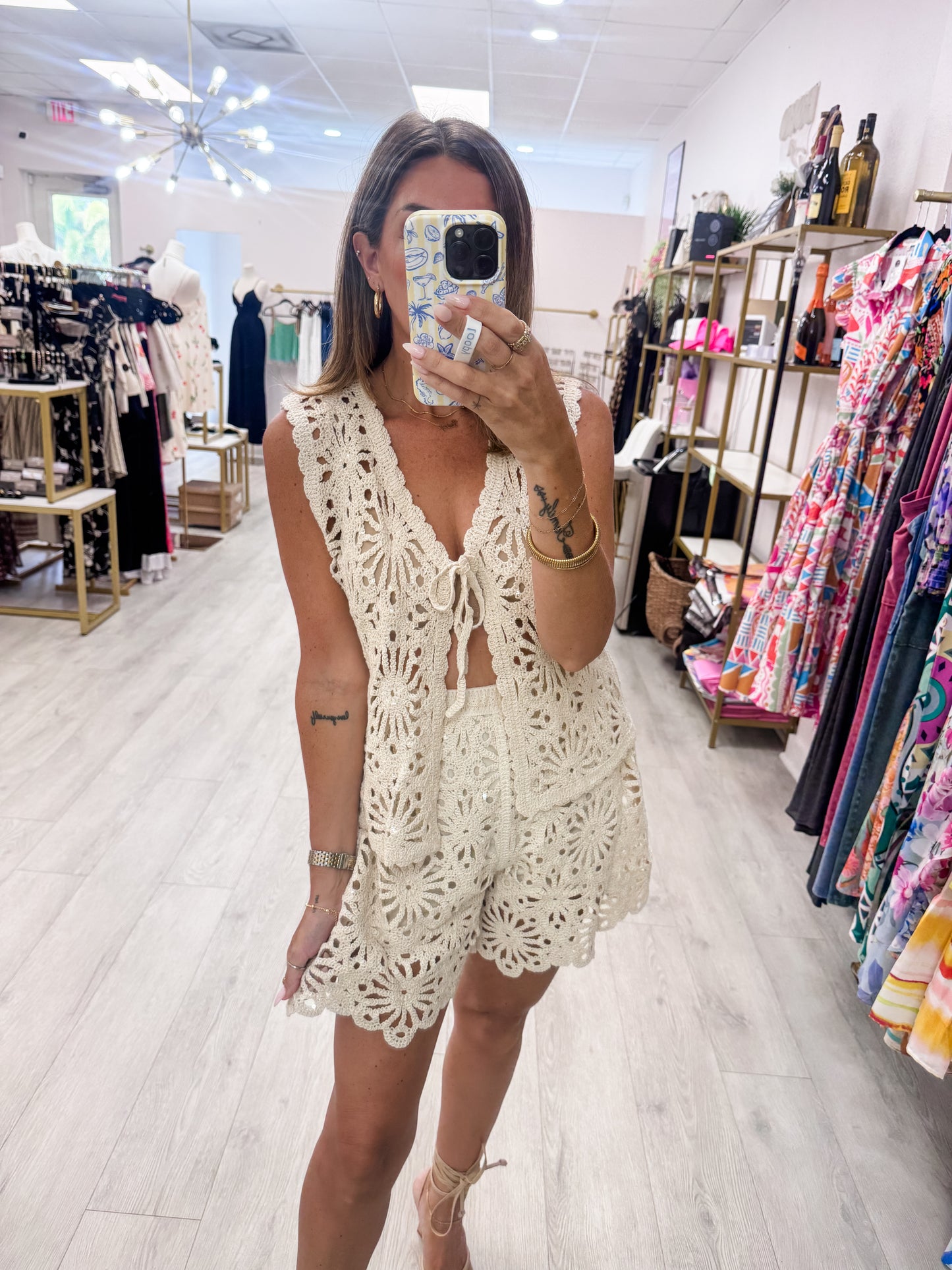 Crochet Vest & Shorts SET