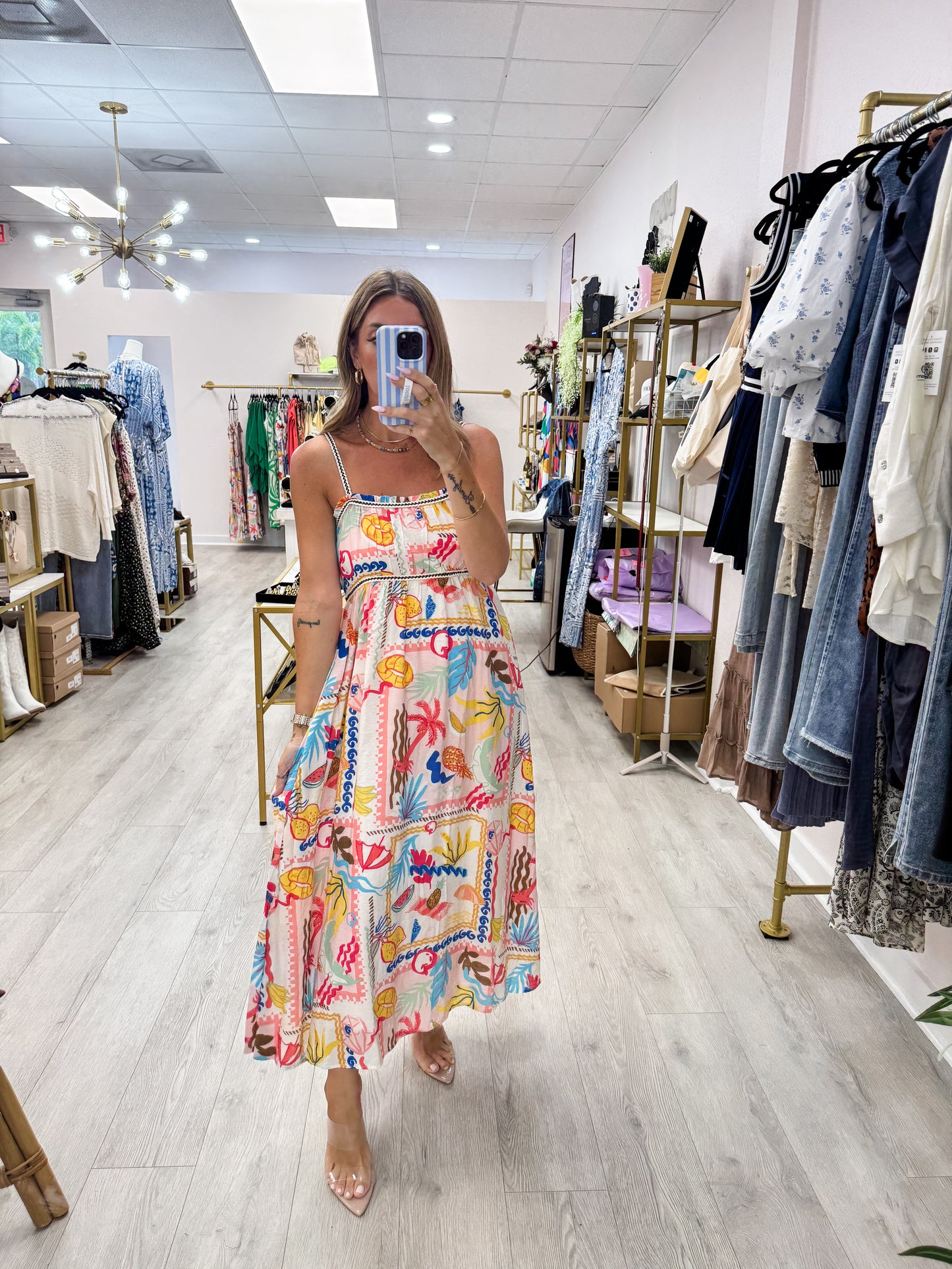 Tropical Print Braid Dress