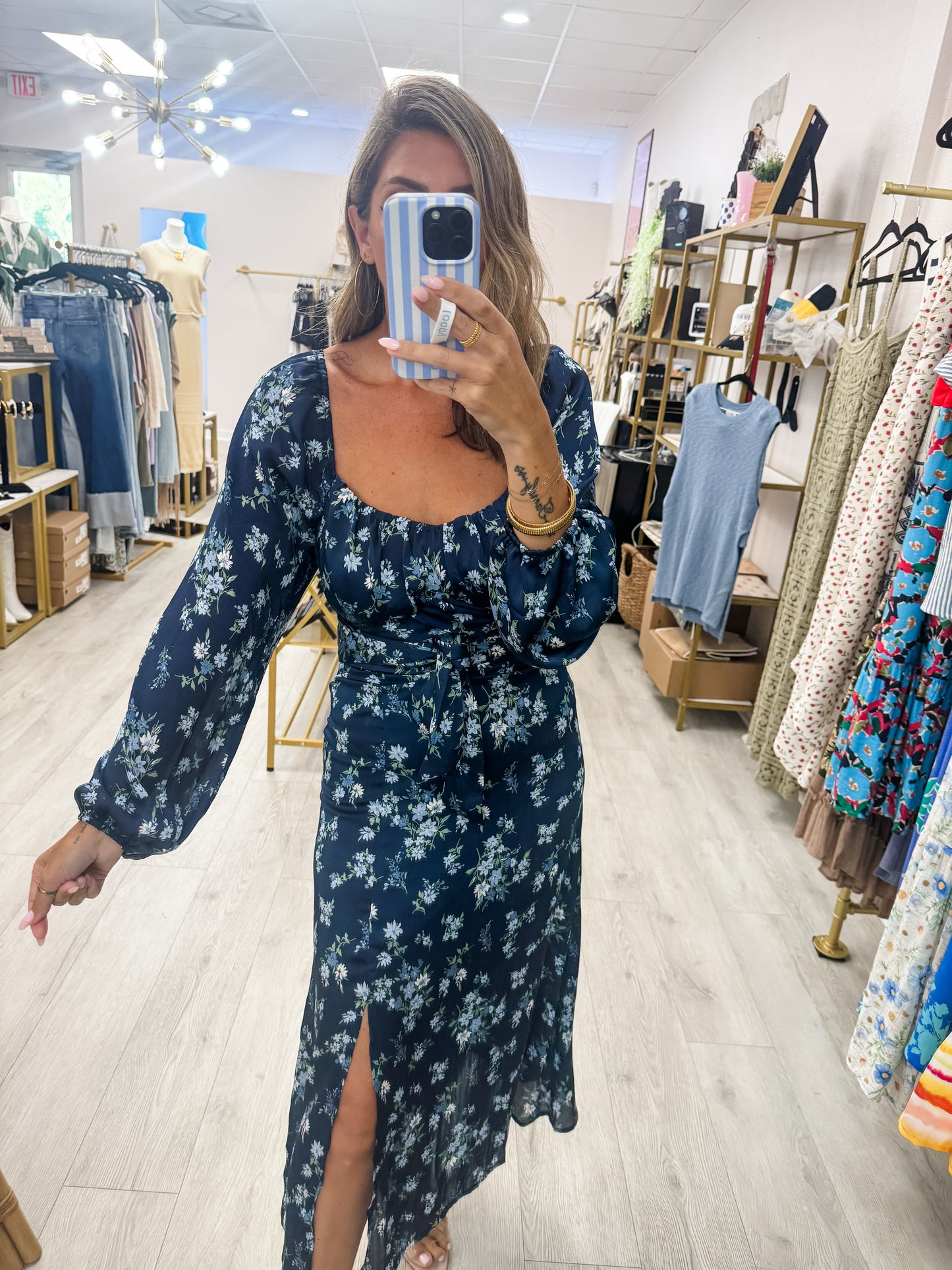 Navy Floral Dress