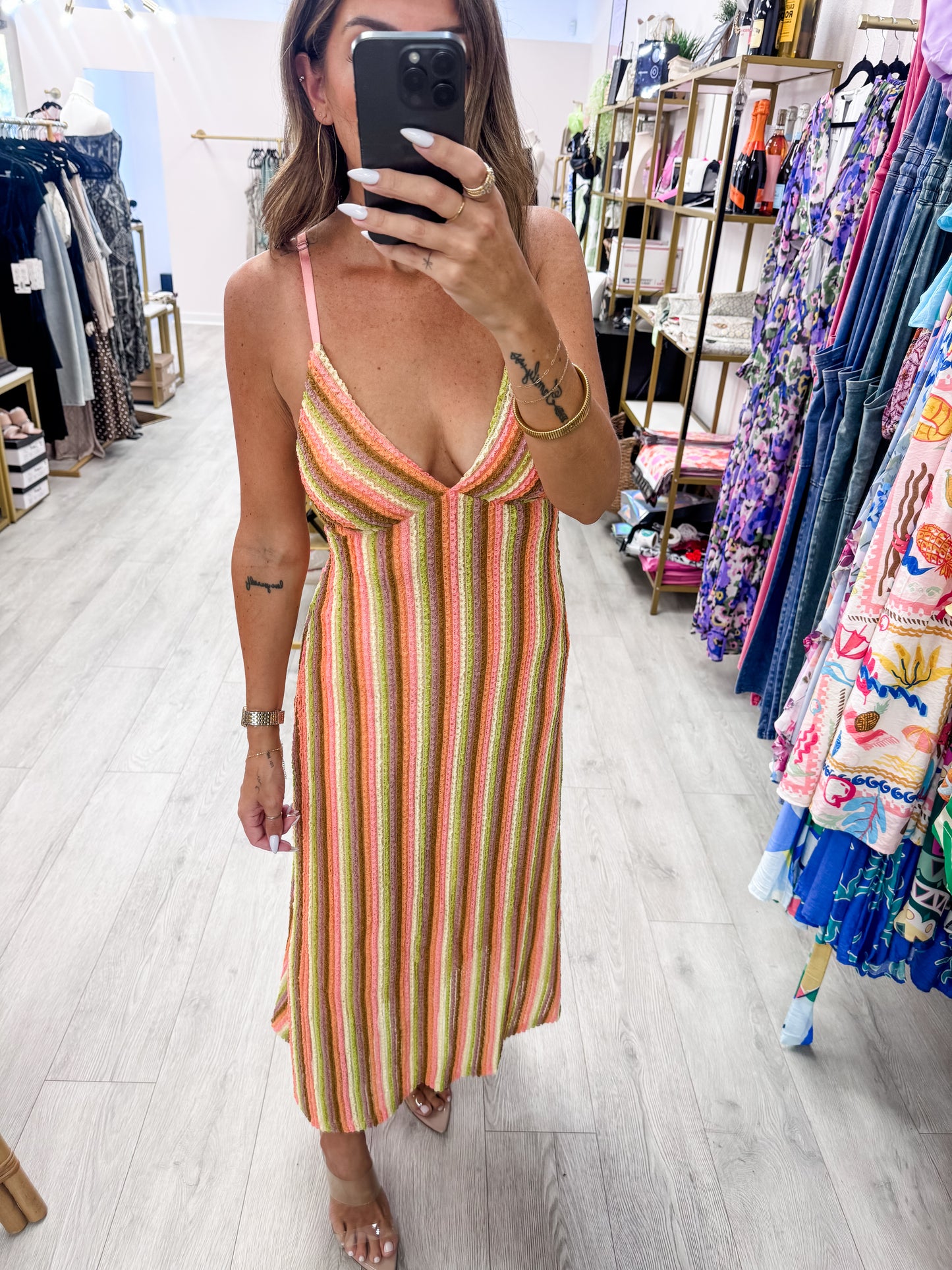 Multi Striped Crochet Vacation Dress