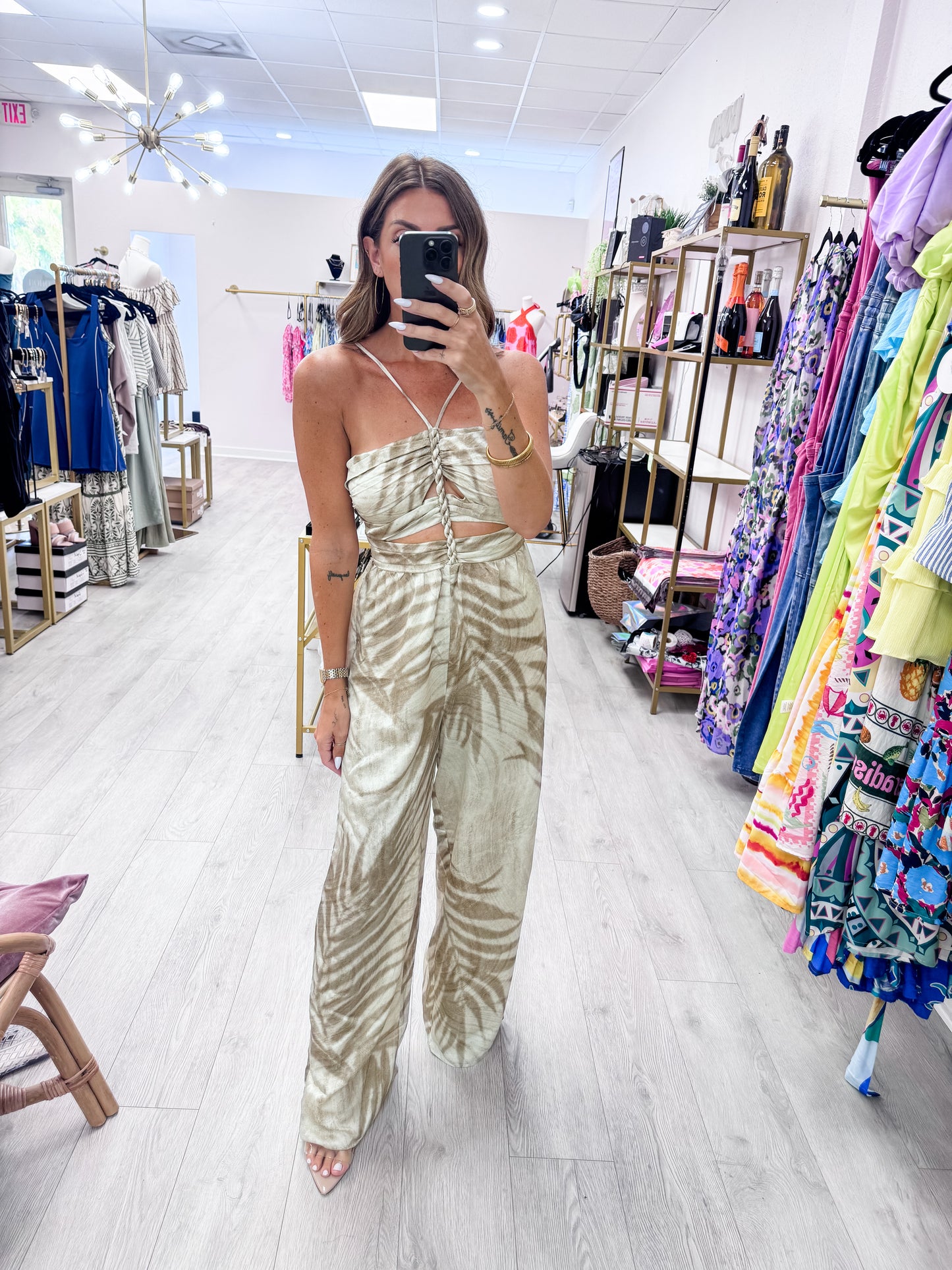 Sandstone Romances Braid Detail Wide Leg Jumpsuit
