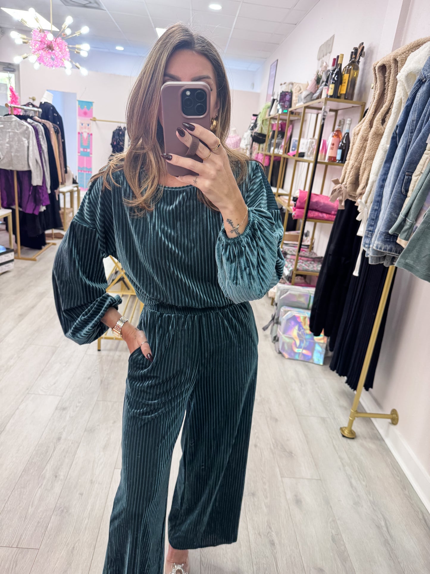 Ribbed Velvet Pant Set