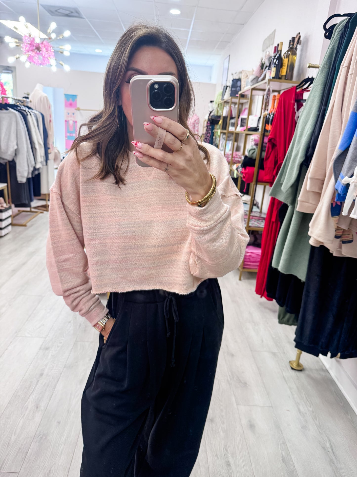 Blush Drop-Shoulder Cropped Top