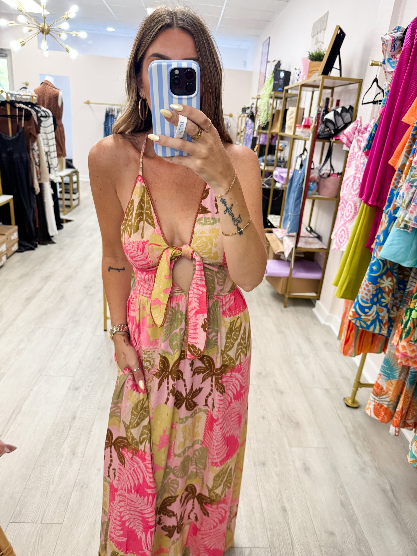 Moon Magic Front Knot Maxi Dress