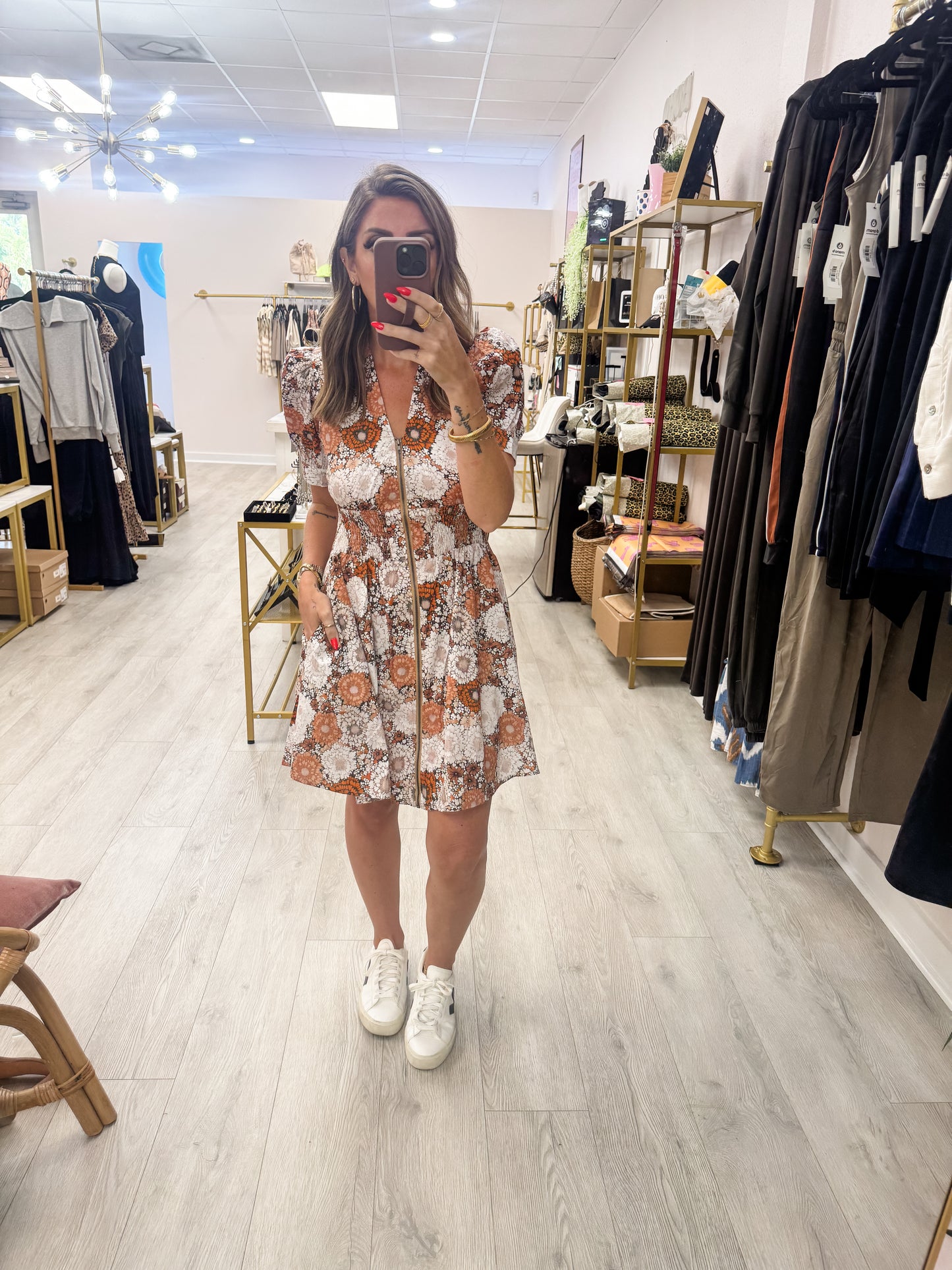 Rust Floral Dress
